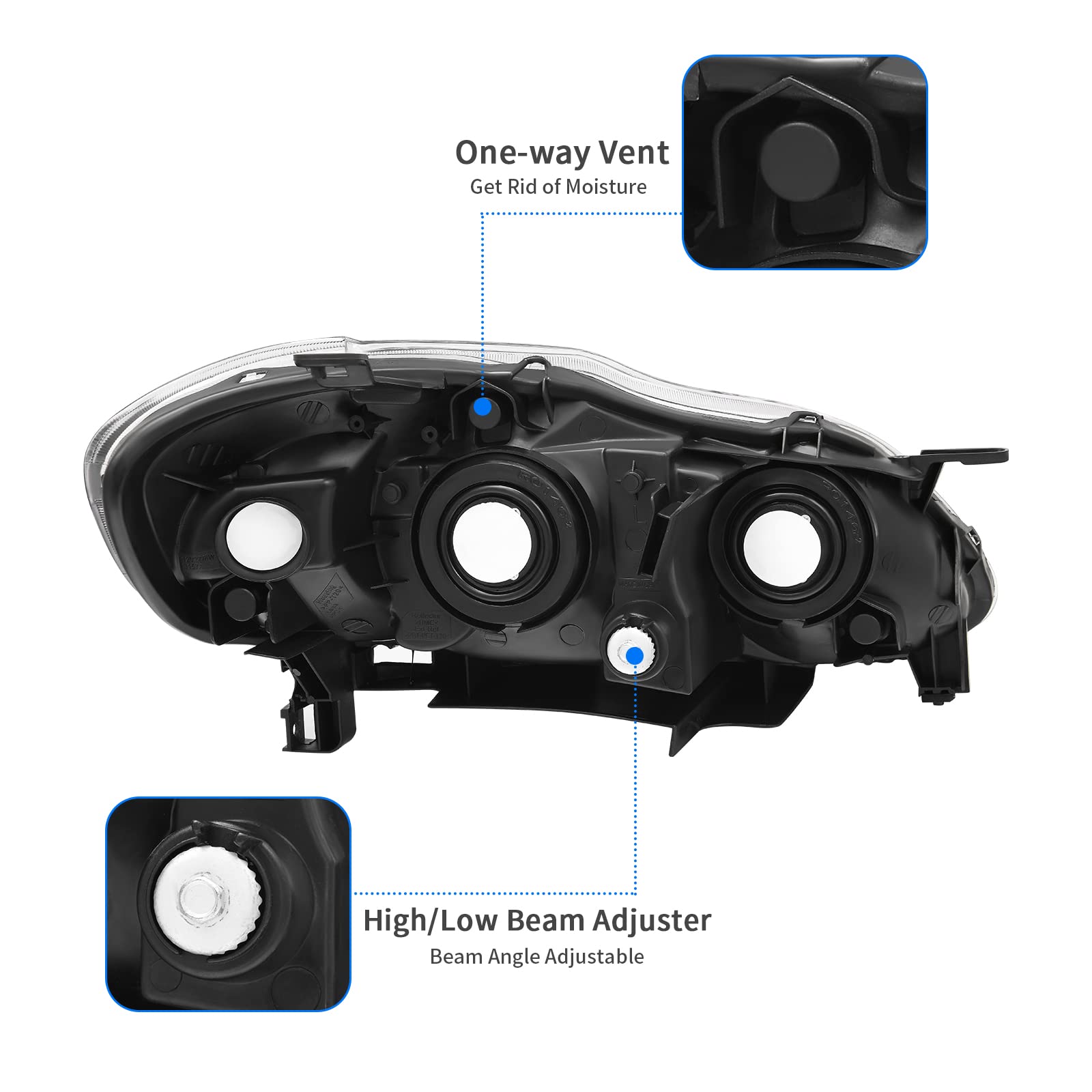 Dwvo Headlights Assembly Compatible With 03-08 2003 2004 2005 2006 2007 2008 Corolla Headlamp Replacement Pair Driver And Passen