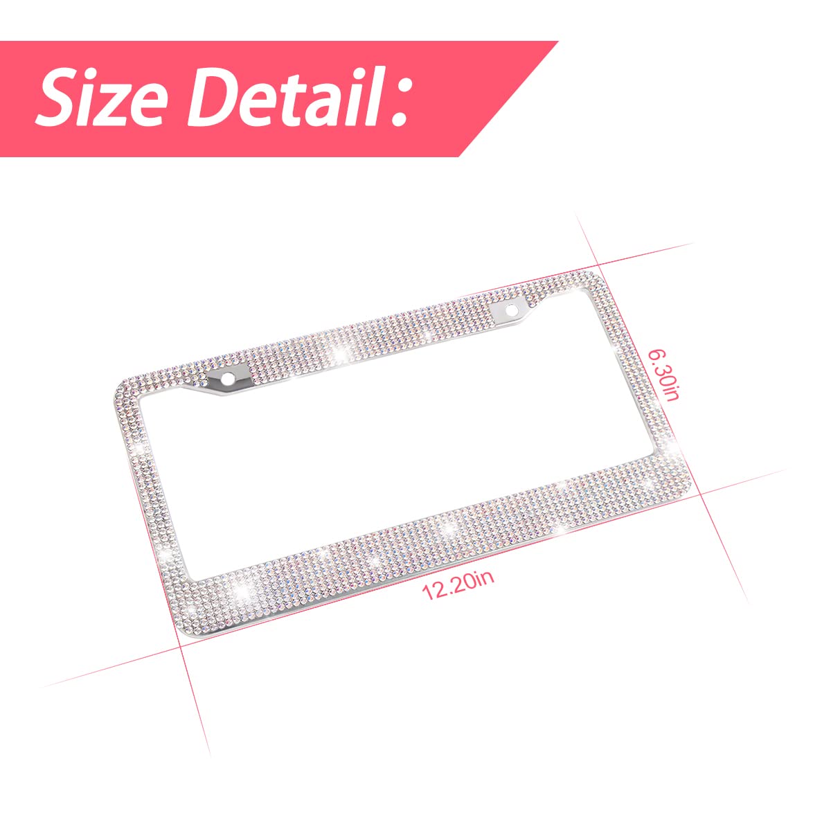 Bling Car License Plate Frame, Sparkly Rhinestone Stainless Steel License Plate Cover/Holder, Universal For Most Cars, Suvs, Vehicles With Screw Set, Auto Accessories For Women (Ab Color)