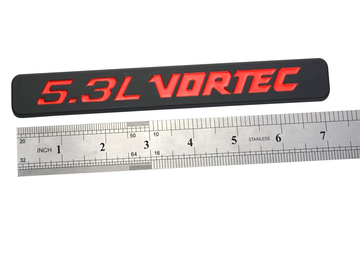 Aimoll 2Pcs 5.3L Vortec Hood Emblems Replacement For Z71 Gmc Engine Badge Silverado Chrome (Black Red)