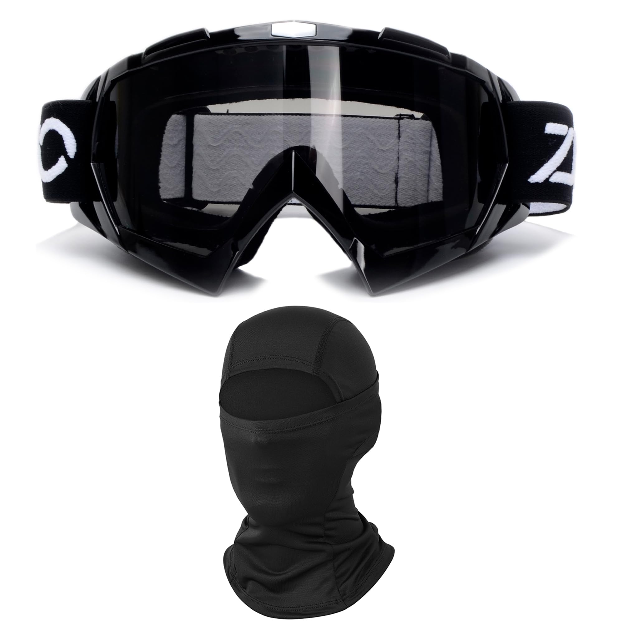 ATV Goggles with Balaclava face Mask for Men Women and Youth, Dirt Bike Motorcycle Motocross Riding Ski Goggles (Black Gray+Blac