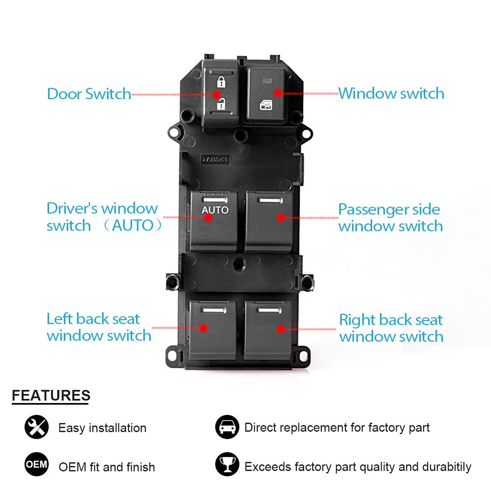 Honda Accord Window Switch 2008-2012 35750-Tb0-H01 Fit For 2009 2010 Door Switch Driver Side