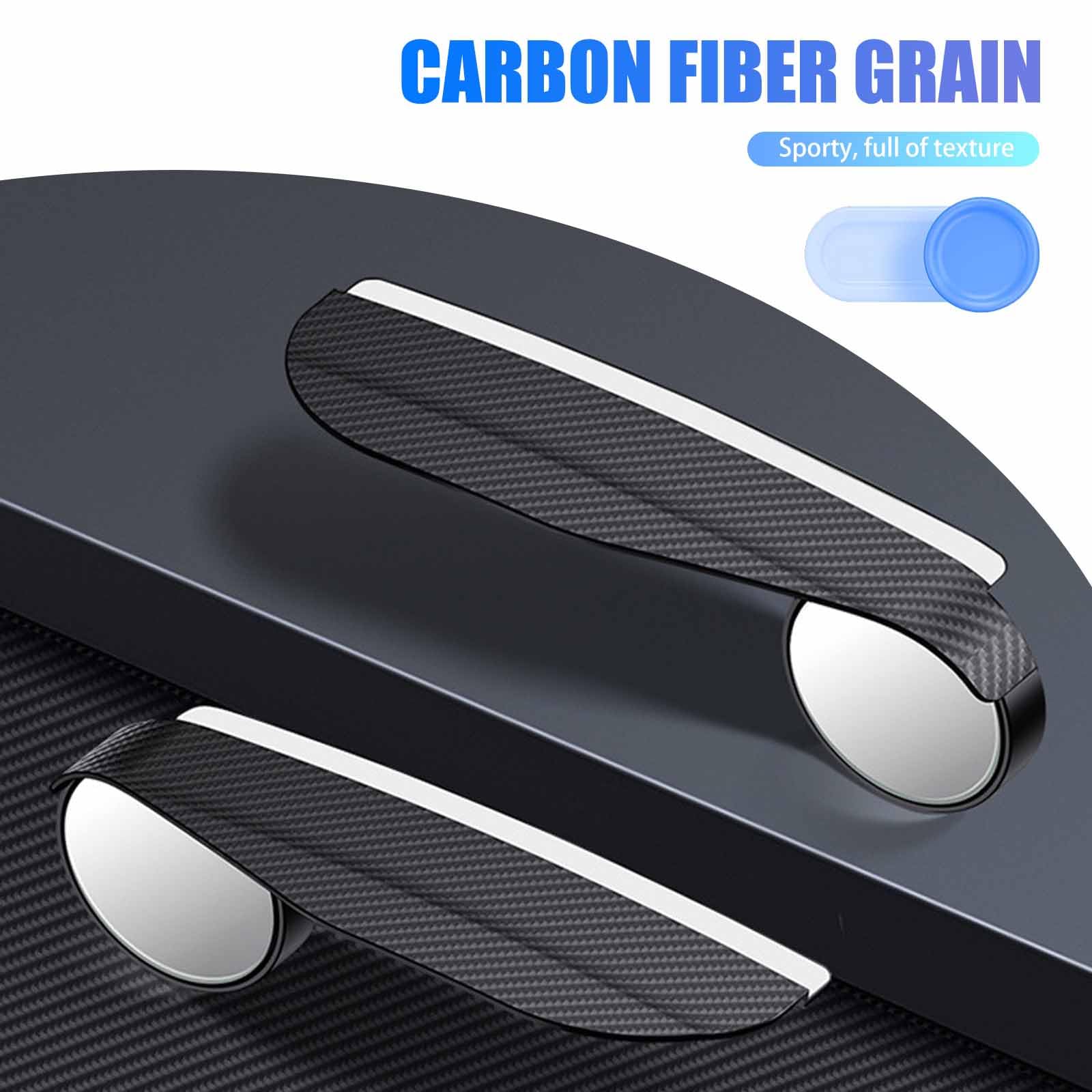 Qodolsi 2 Pcs Car Rearview Blind Spot Mirror Rain Eyebrow Integrated, 2-In-1 Carbon Fiber Rain Eyebrow Reflective Protection Shield, Adjustable Expanded View Reversing Mirror, Universal Car (Black)