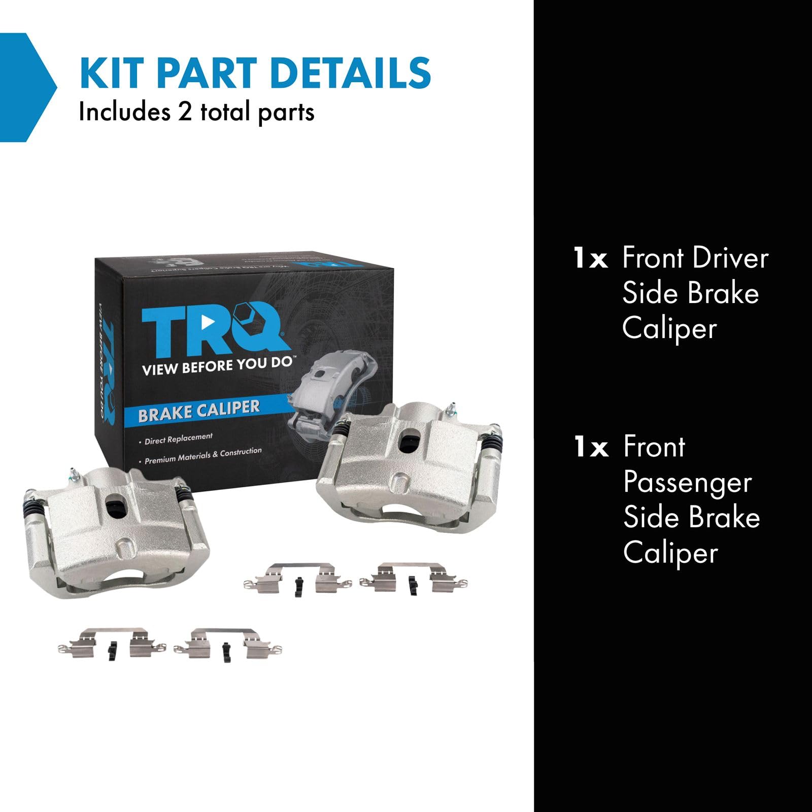 Trq Front Brake Caliper Set Compatible With 2015-2017 Chrysler 200 2013-2016 Dodge Dart