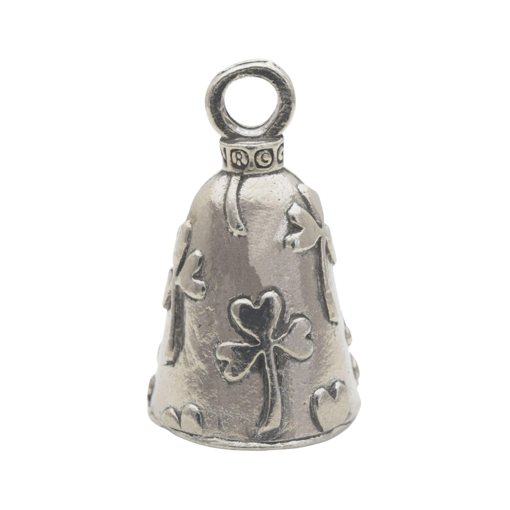 Guardian Bell Shamrock Good Luck Bell W/Keyring & Black Velvet Gift Bag | Motorcycle Bell | Lead-Free Pewter | Made In Usa