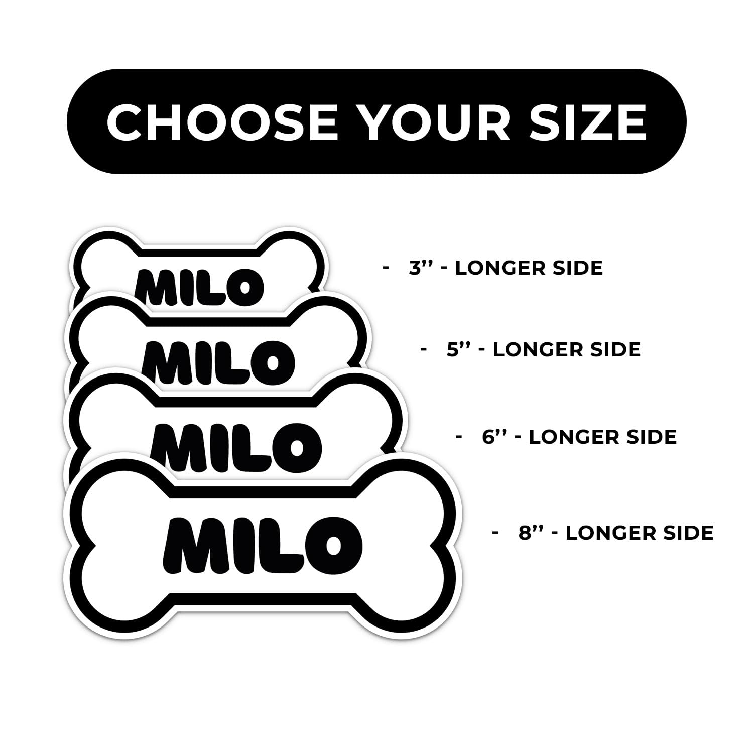 Milo Dog Name Sticker - Waterproof Vinyl Decal For Car Bumper, Laptop, Water Bottle, Wall, And Window, Size - 6'' Longer Side