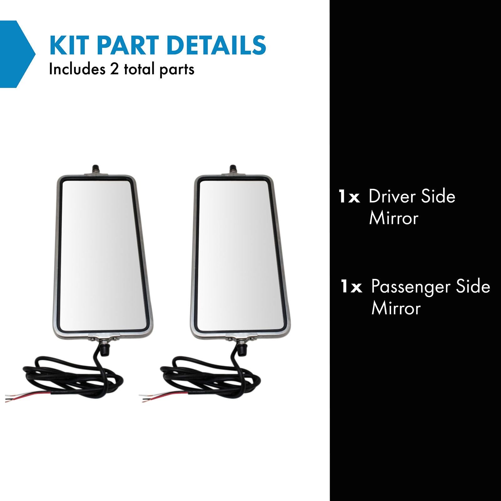 Trq 16'' X 7'' Stainless Steel West Coast Mirror Pair Heated Turn Signal Bubble Back