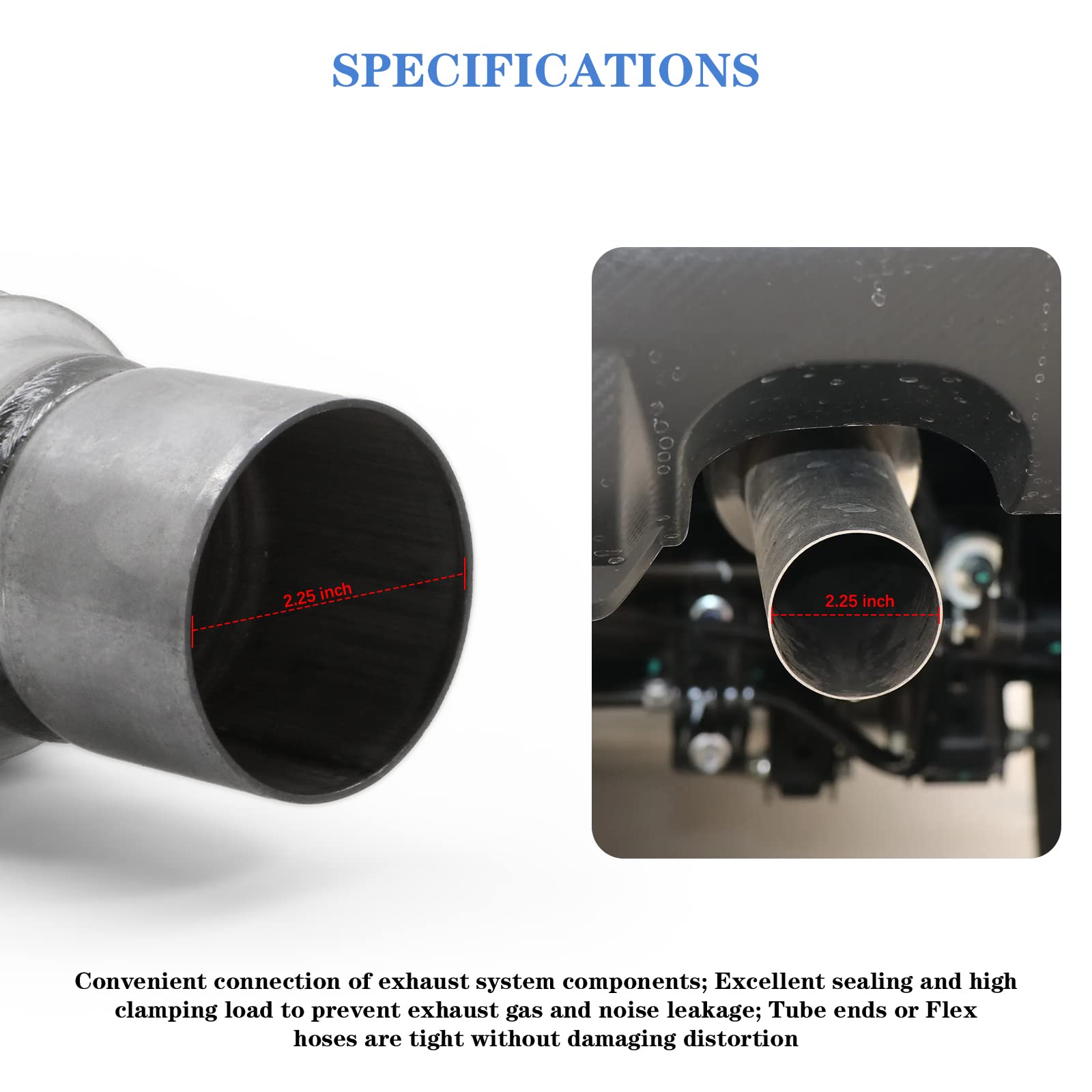 Rp Remarkable Power, Rk7539-2.25'' X 4'' Heavy Duty Stainless Steel Exhaust Flex Pipe 8'' Ol