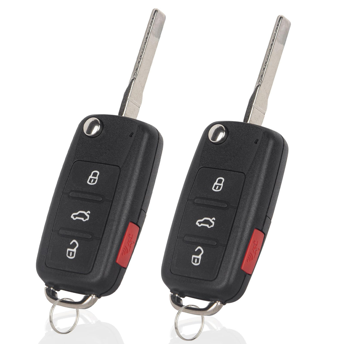 Key Fob Remote Compatible With 2011-2016 Vw Volkswagen Tiguan Touareg Jetta Beetle Cc Eos Golf Gti Passat Car Key Replacement (Nbg010180T) Flip Keyless Entry Remote, 2 Pack