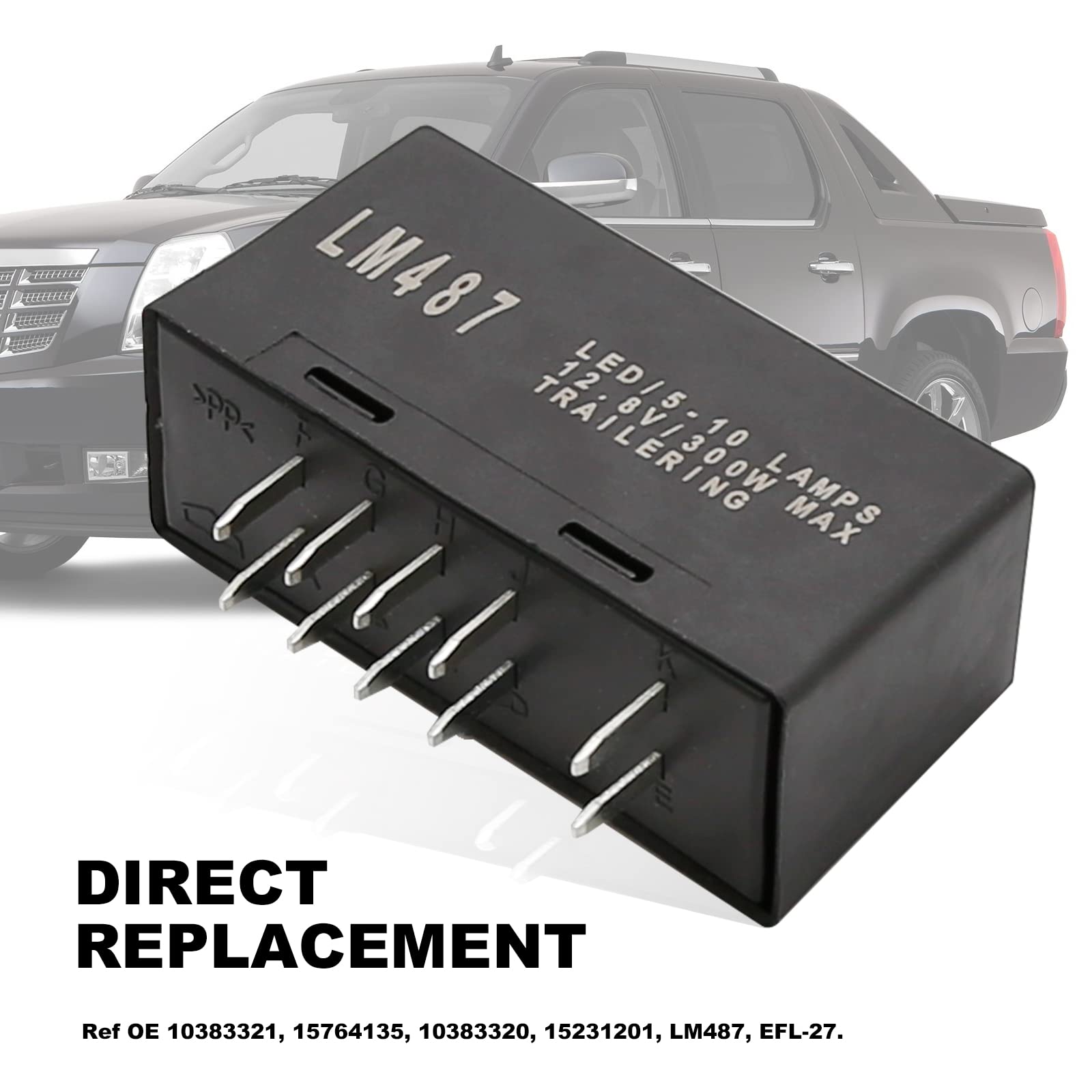 LM487 LED Flasher Relay, 10383321 Turn Signal Relay, Replacement for Chevy GMC Cadillac Hummer 03-07 Select Models, Warning and