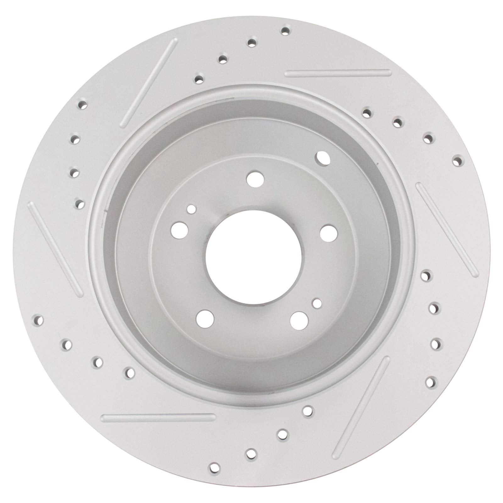 Trq Rear Performance Brake Rotors Set Premium G-Coated Cross Drilled & Slotted Compatible With 2010-2018 Hyundai Santa Fe 2013-2