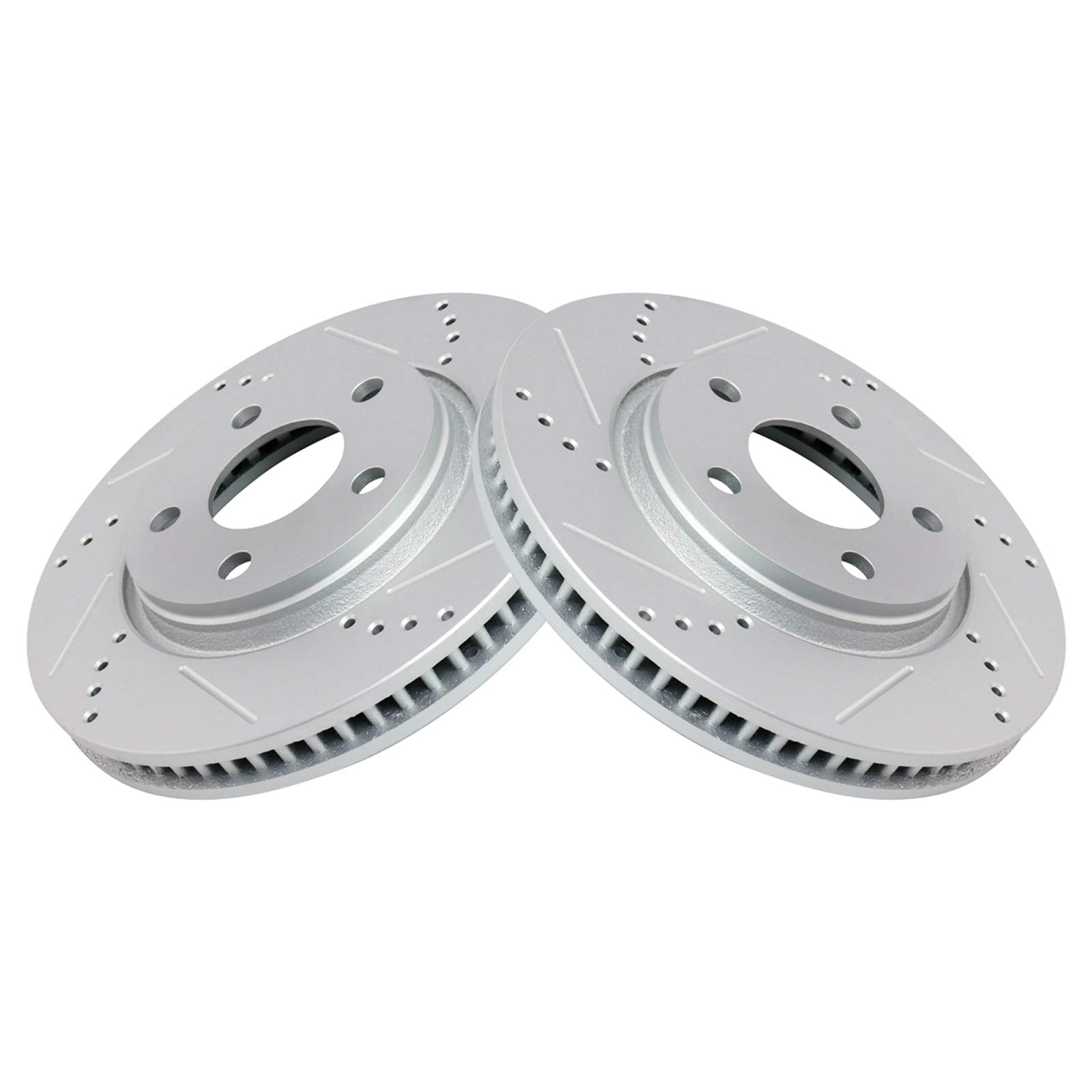 Trq Front Performance Brake Rotor Drilled Slotted Pair Set For 2005-2009 Allure / 2004-2008 Grand Prix / 2005-2009 Lacrosse / 20