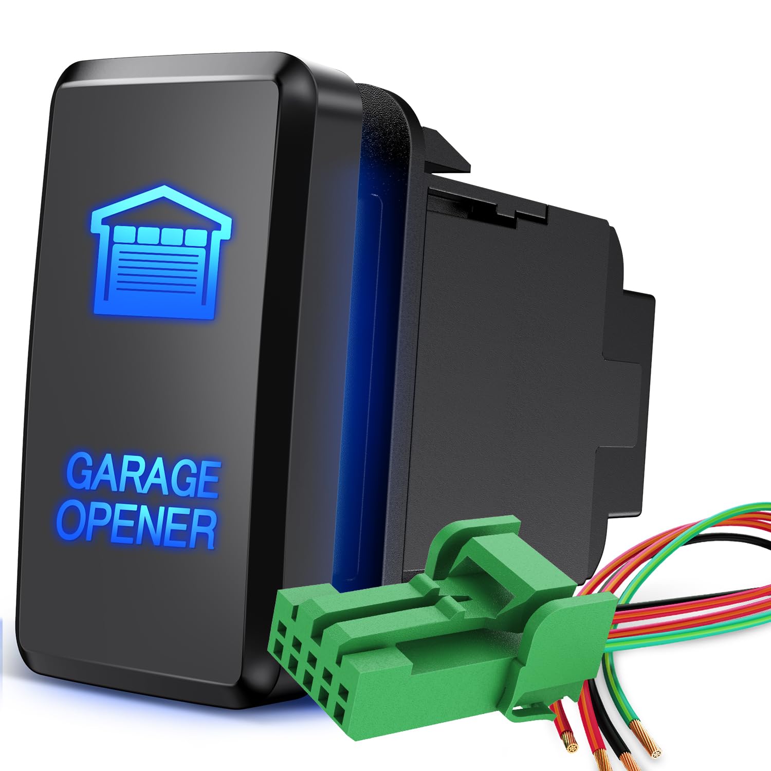 Nilight Garage Opener Push Button Switch 12V On Off Switches With Connector Wire Kit 1.54'' X 0.83'' Replacement For Toyota Taco