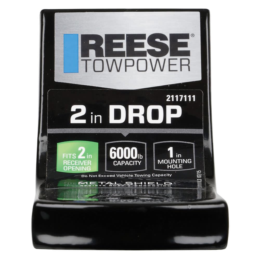 Reese Towpower Trailer Hitch Ball Mount, 6,000 Lbs. Capacity, Fits 2 In. Receiver, 2 In. Drop, Black