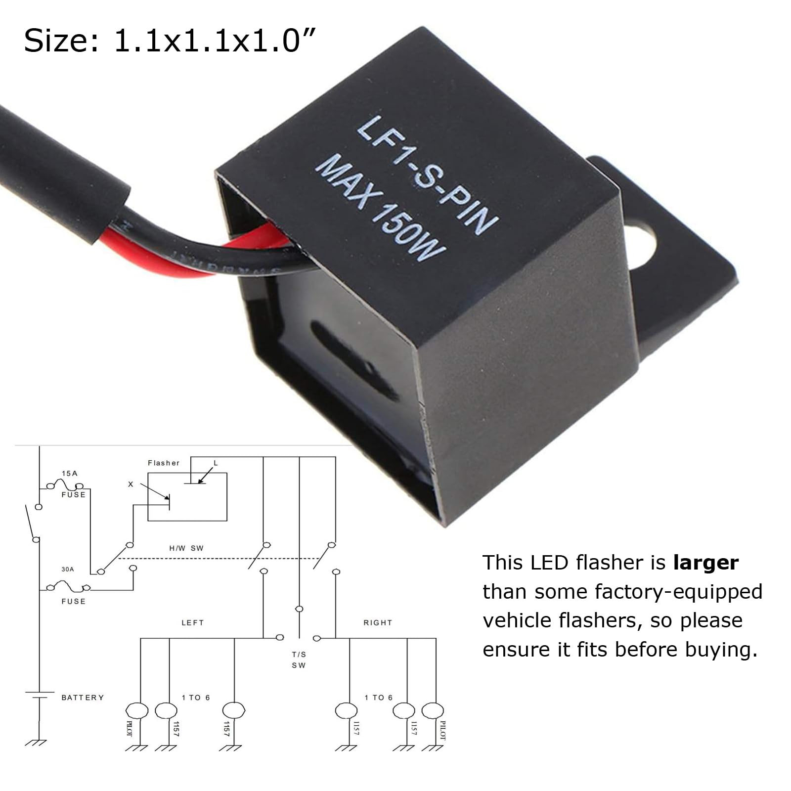 Ijdmtoy 2-Pin Electronic Led Flasher Relay Fix For Motorcycle Bike Scooter Led Turn Signal Bulbs Hyper Flash Issue