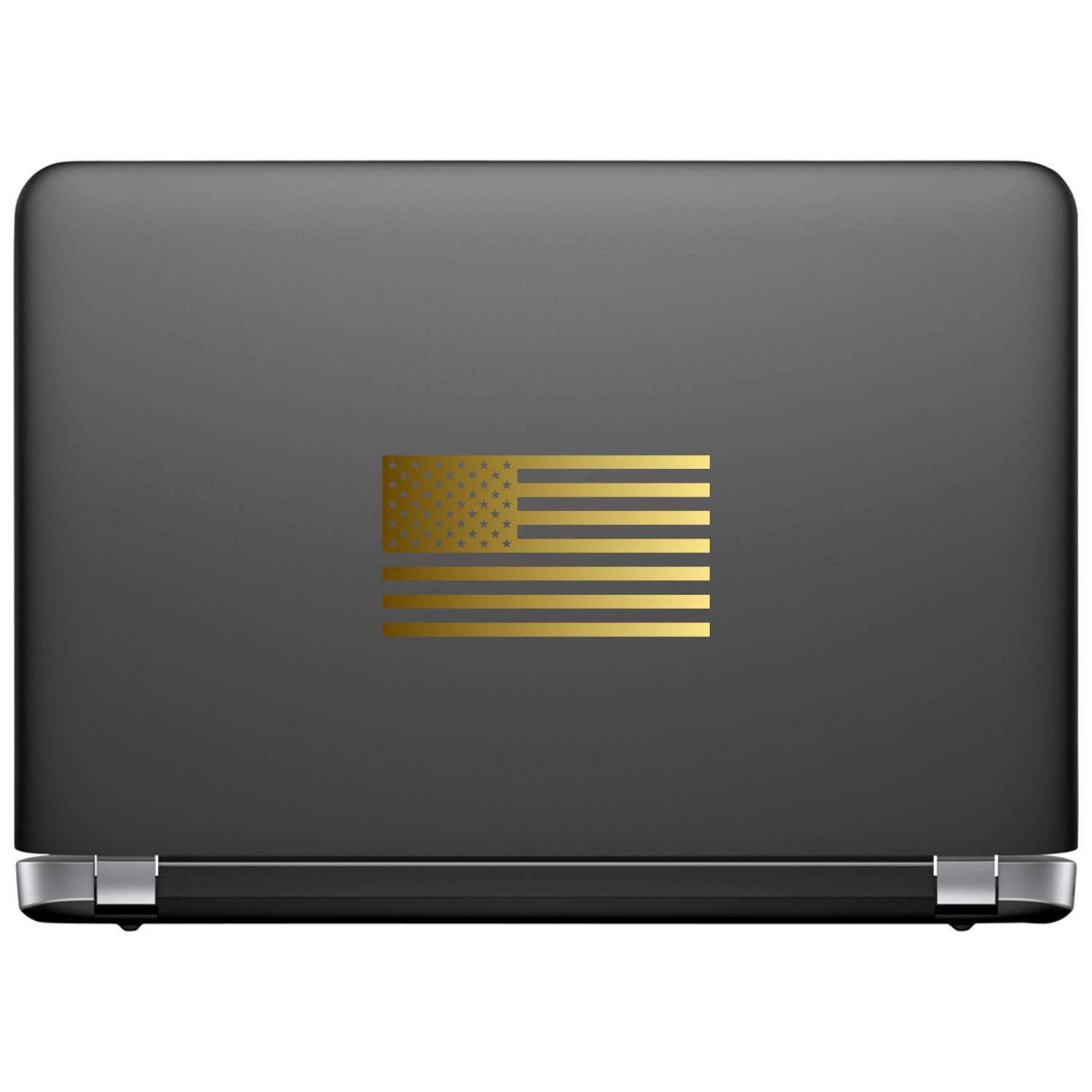 American Us Flag [Pick Color/Size] Vinyl Decal Sticker For Laptop/Car/Truck/Window/Bumper (18In X 10In, Metallic Gold)