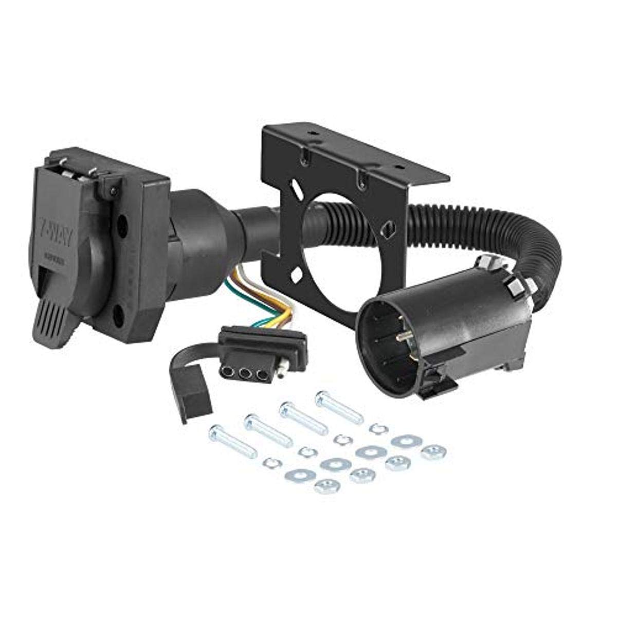 Curt 55774 Dual-Output Vehicle-Side 7-Pin, 4-Pin Connectors, Factory Tow Package And Uscar Socket Required, Black