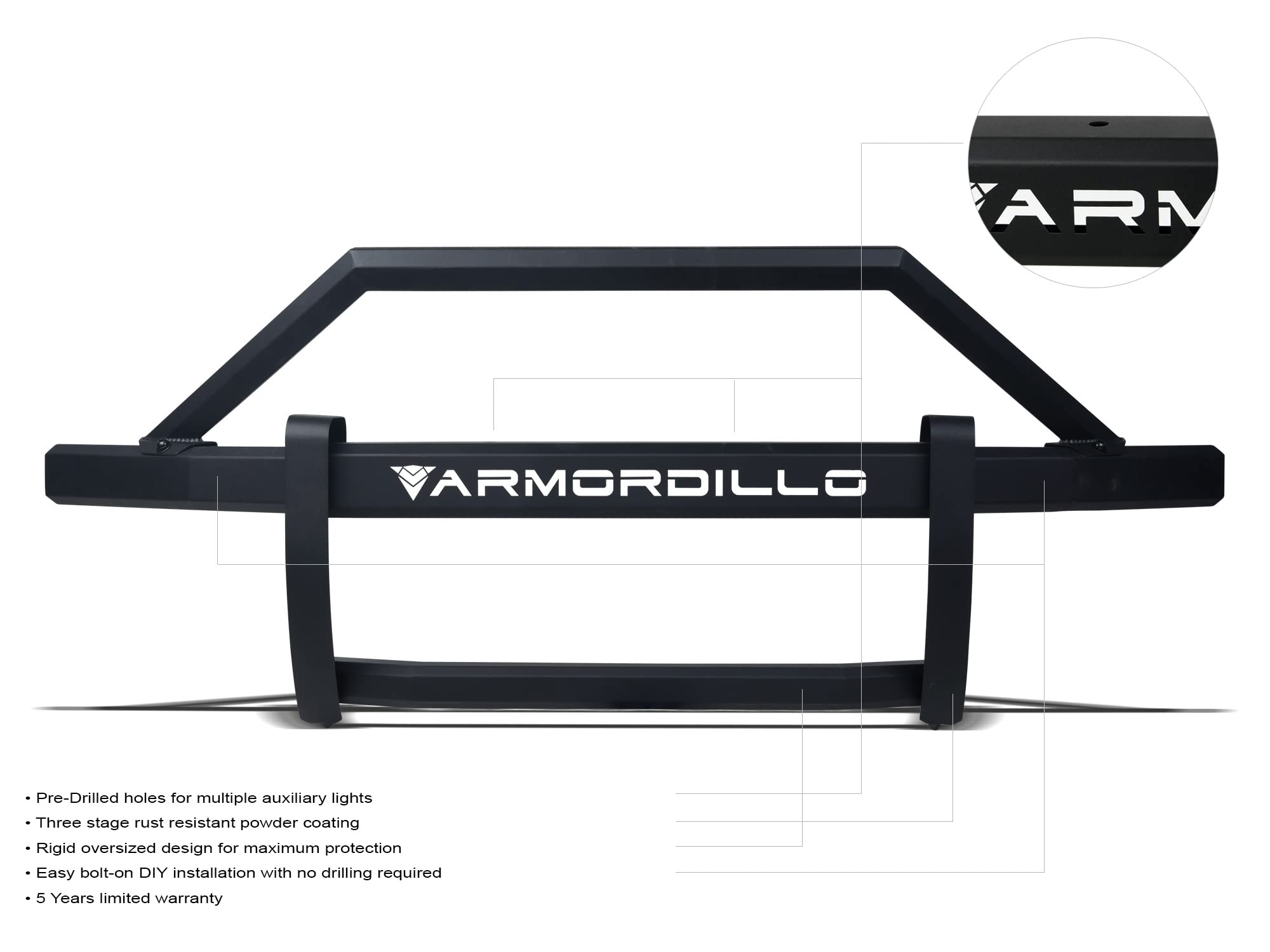 Armordillo 8702185 Ar2 Pre-Runner Style Modular Bumper Grille Guard - Matte Black Fits 2019-2024 Dodge Ram 1500