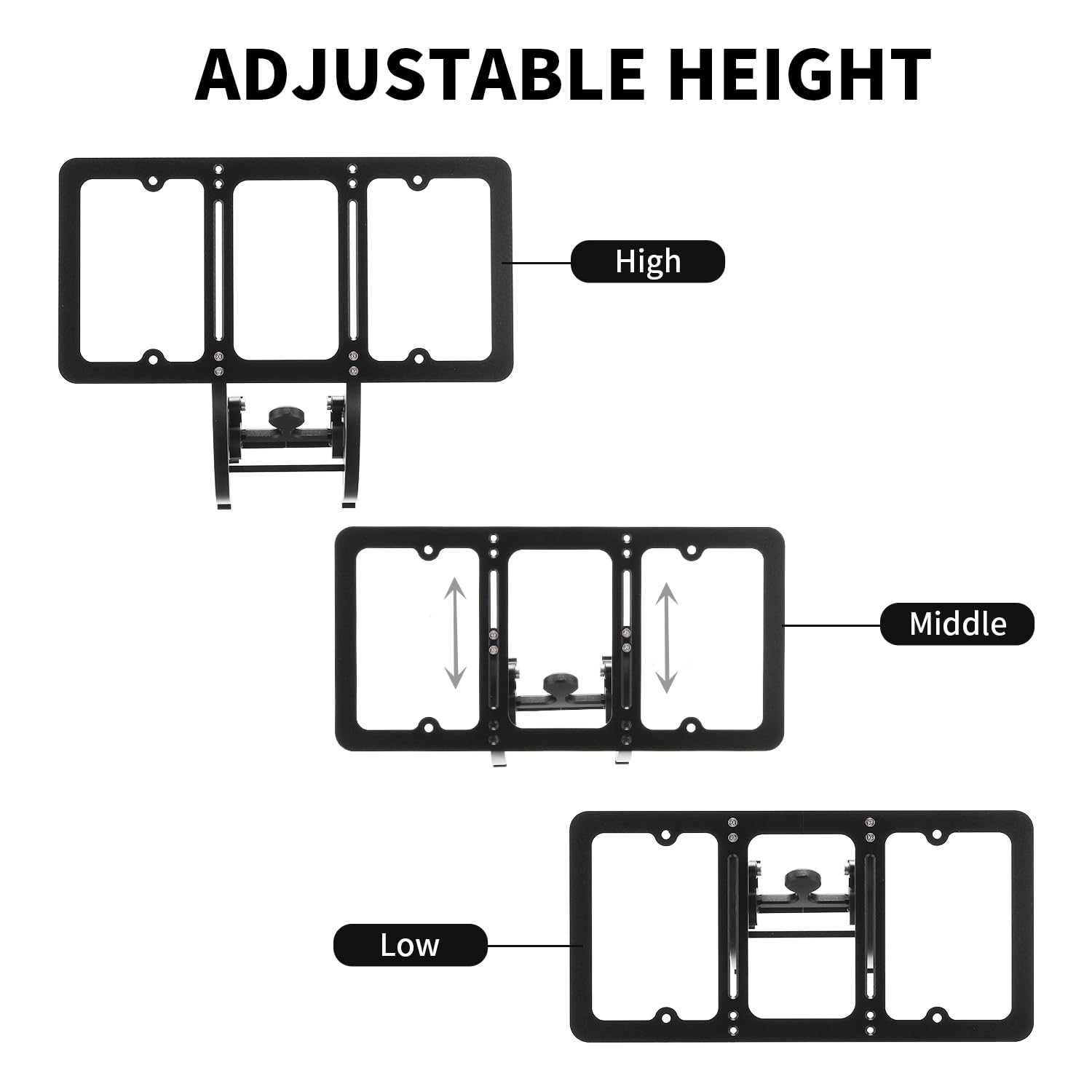 TesFram No Drill Front License Plate Holder for Tesla Model Y (2020-2024) - Height-Adjustable, Aluminum, Anti-Theft Bracket Mounting Kit