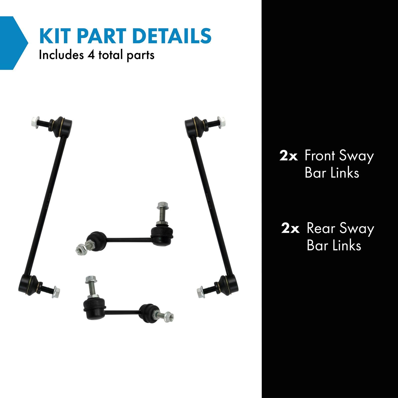 Trq Front & Rear Sway Bar Stabilizer Link Set Compatible With 2013-2016 Dodge Dart