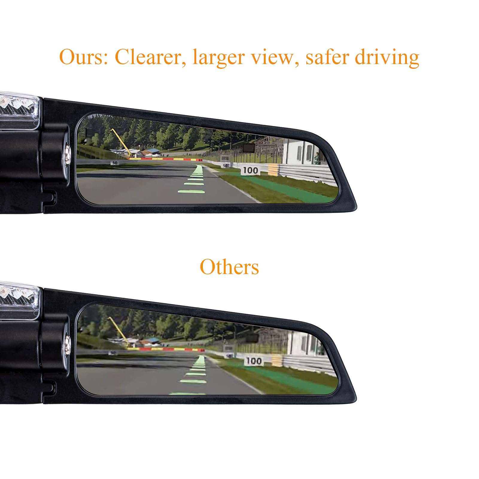 Xintre Motorcycle Rear View Mirrors with LED Turn Signal Lights Stealth Mirrors Compatible with Kawasaki Ninja 300 400 650 ZX6R,