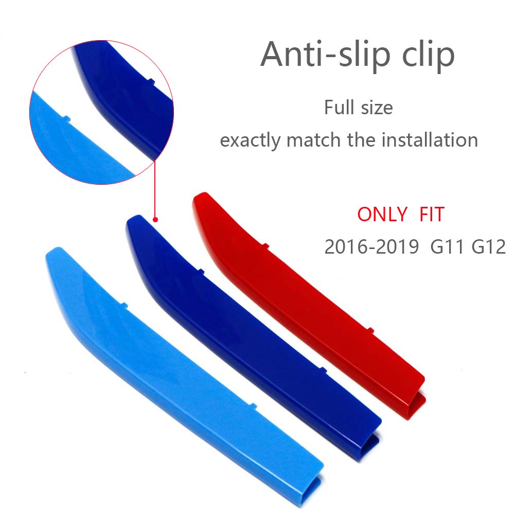 Lanyun M Colors(Red Blue Light Blue) Grille Insert Trims Decorate Compatible With 2016-2018 Bmw G11 G12 7 Series 9-Beam Standard