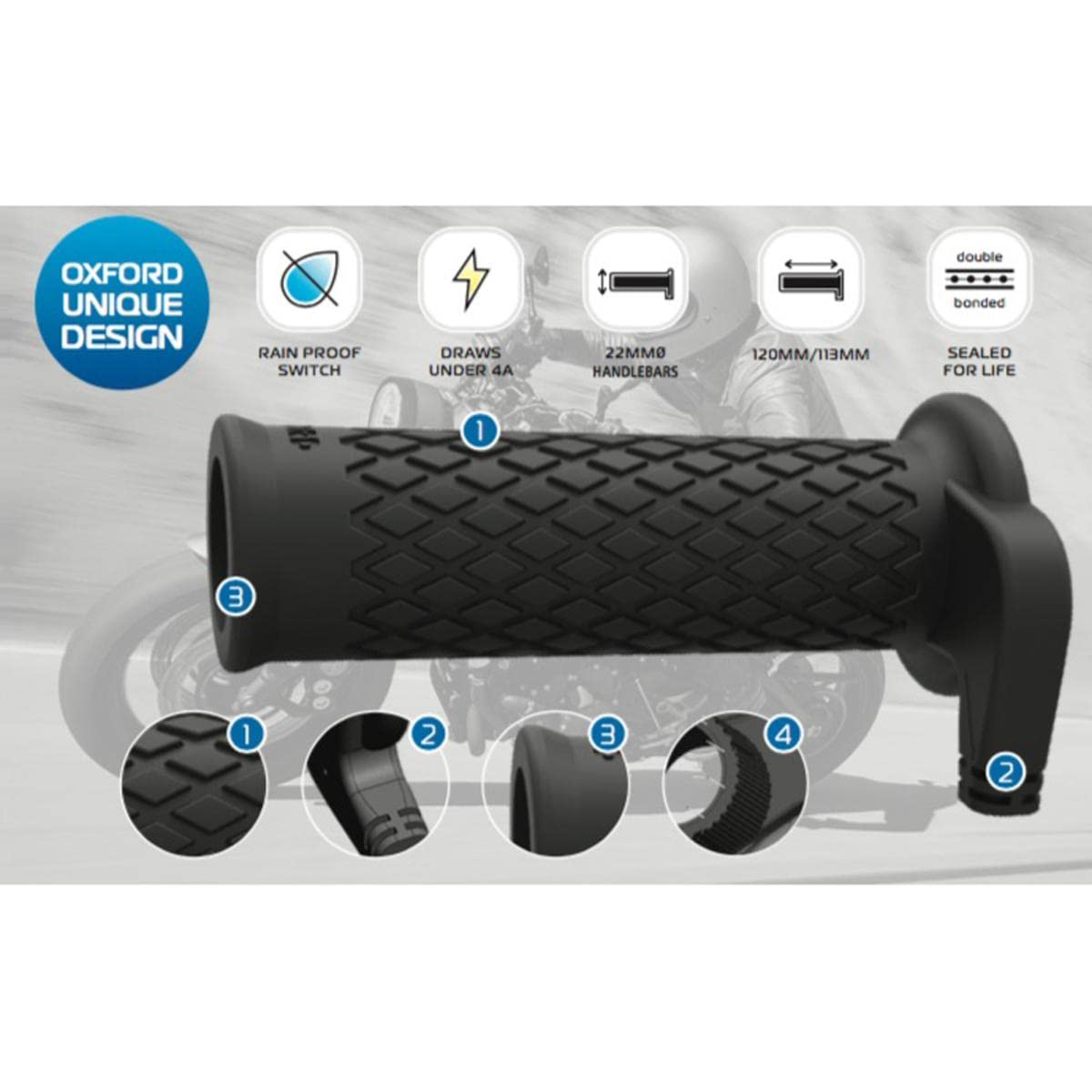 Oxford - Heaterz Premium Retro (Temperature controlled Motorcycle Grips)