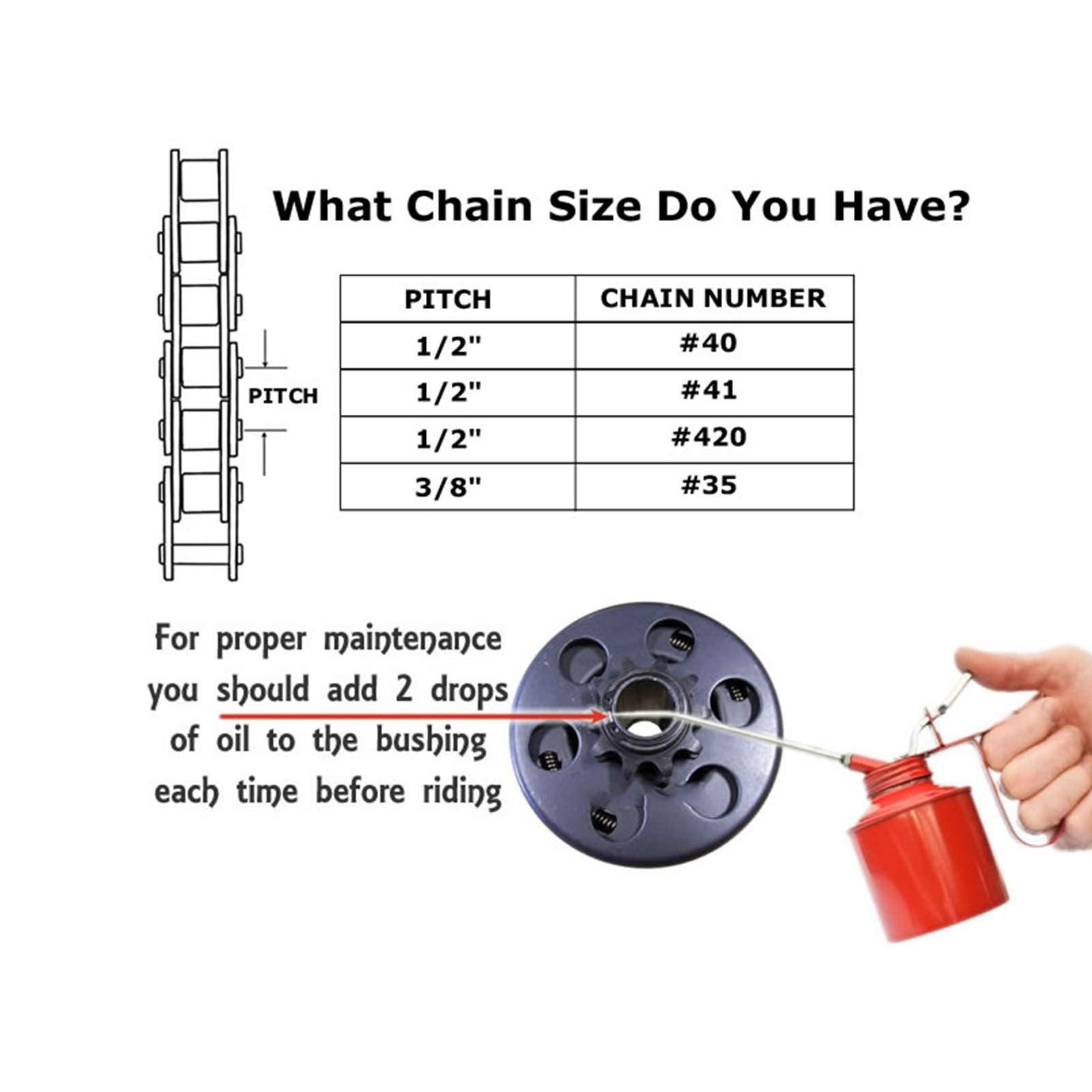 3/4'' Bore 10 Tooth Centrifugal Go Kart Engine Clutch With 5 Feet #40/41/420 Chain For 2-6.5Hp, Up To7Hp Small Engines, Honda Gc