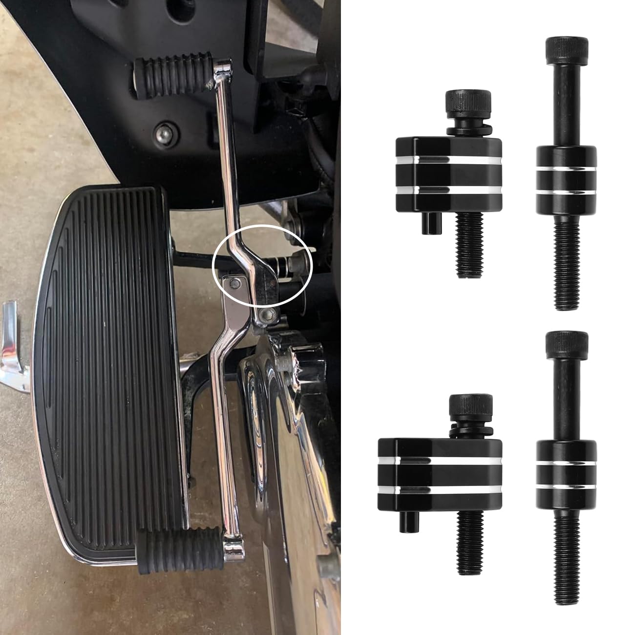 AUFER Driver Floorboard Outward Extension 1'' Spacer Extenders Kit Compatible With For 2009-2023 Touring Road Kings Street Glide