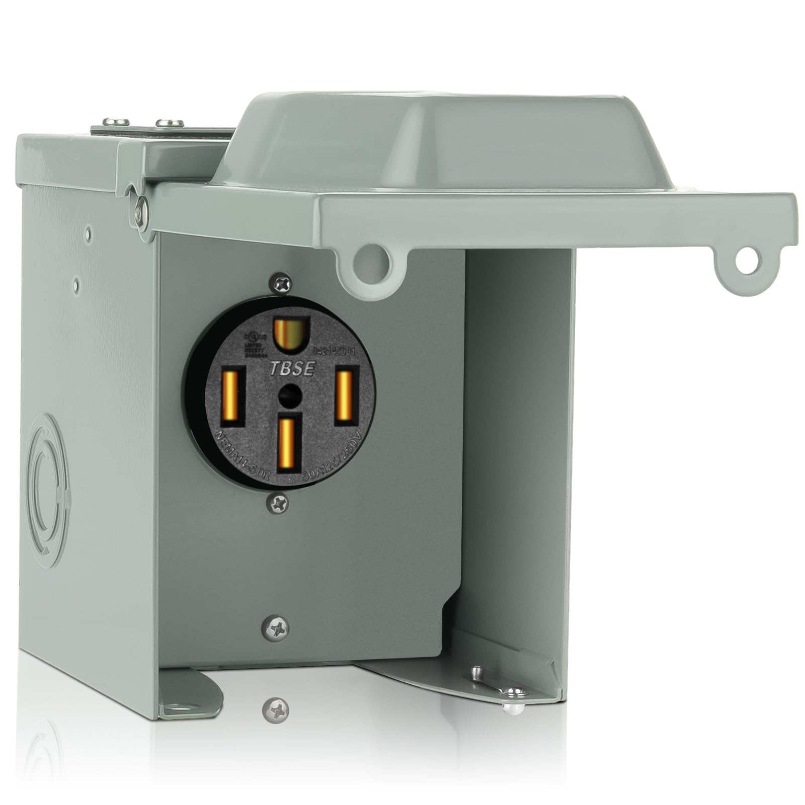 Welluck Rv Power Outlet Box | 50A 125/250V, Nema 14-50R Receptacle | Enclosed & Lockable | Weatherproof Plug For Travel Trailer,