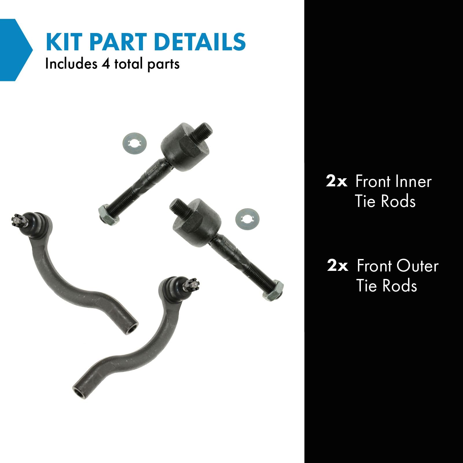 Trq Front Inner And Outer Tie Rod Set Compatible With 2003-2007 Honda Accord