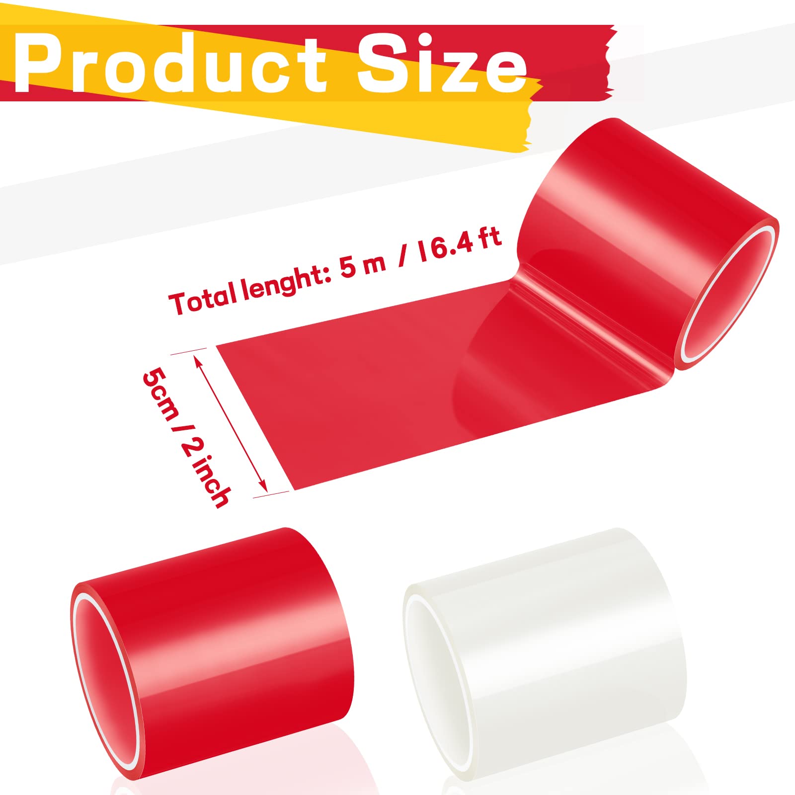 16.4 ft x 2 Inches Self Adhesive Repair Light Tape Auto Tail Light Tape Fog Lights Tint Tape Headlight Lens Tape (Red, Clear, 2