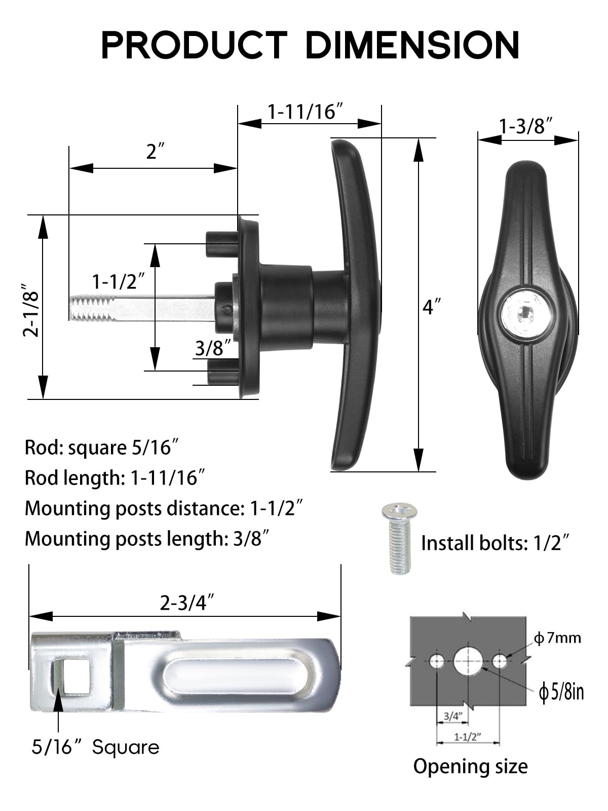 Quality Life Black Truck Cap Camper Shell T-Handle Lock Latch Replacement Kit with Keys - Left Lock for Truck Bed Topper