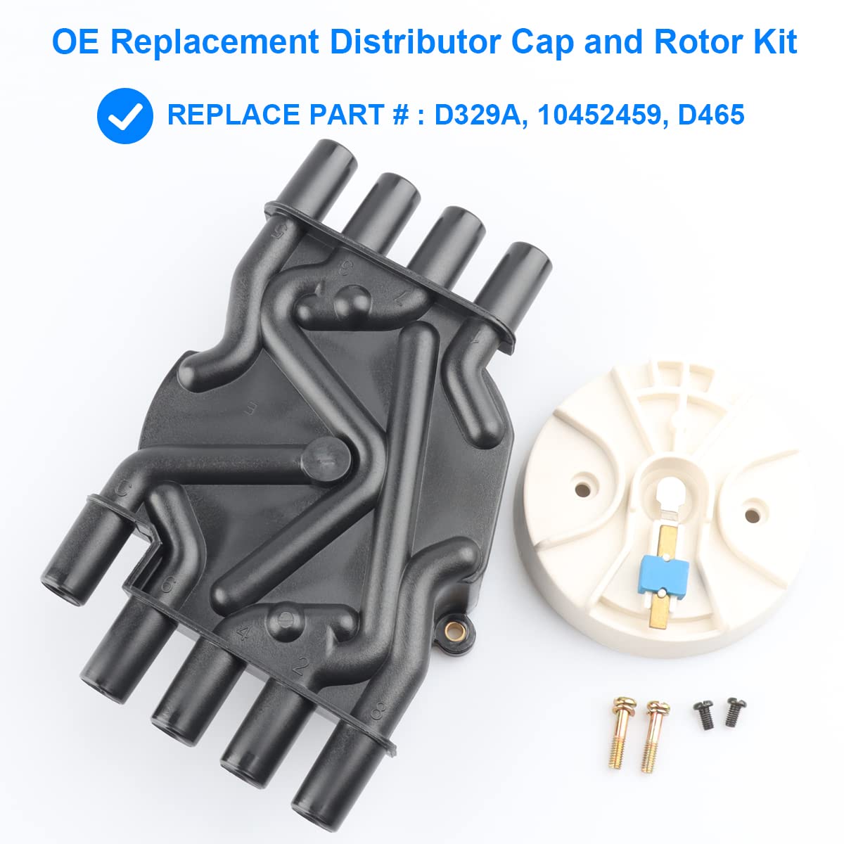 Ignition Distributor Cap And Rotor Kit, Replace D329A 10452459 Compatible With Chevy Gmc 5.0 5.7 Vortec 305 350 454-1996-1999 C1