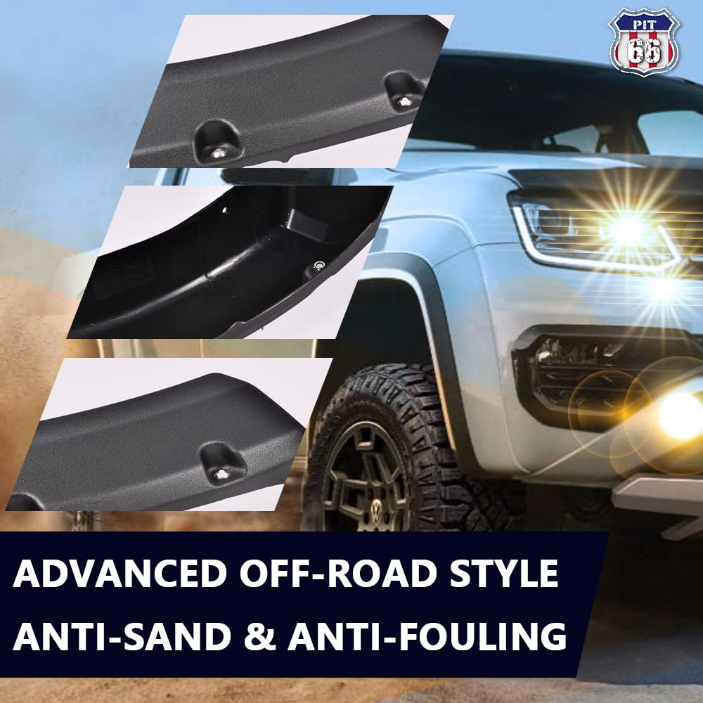 PIT66 Fender Flares,Compatible with 2004-2008 Ford F150(NOT For Heritage), Rugged Black Pocket Riveted Textured Style Wheel Flar