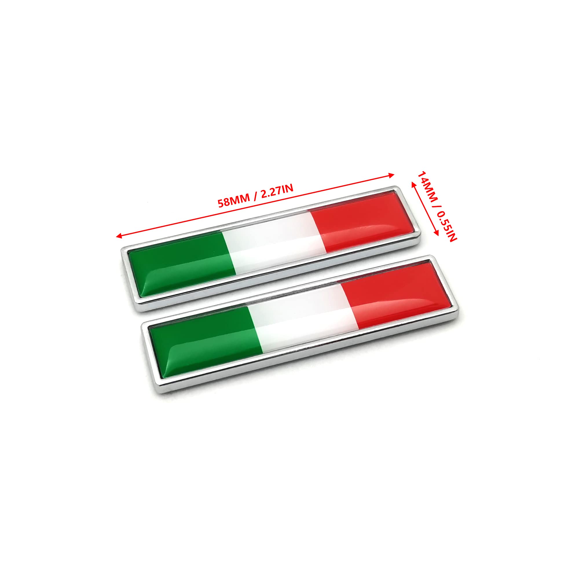 PTDecals 2 PCS Mini Italy Flag Emblem Stickers for Vehicle - 58x14mm Auto Decals for Car Fenders, Bumpers, Windows, Trunk