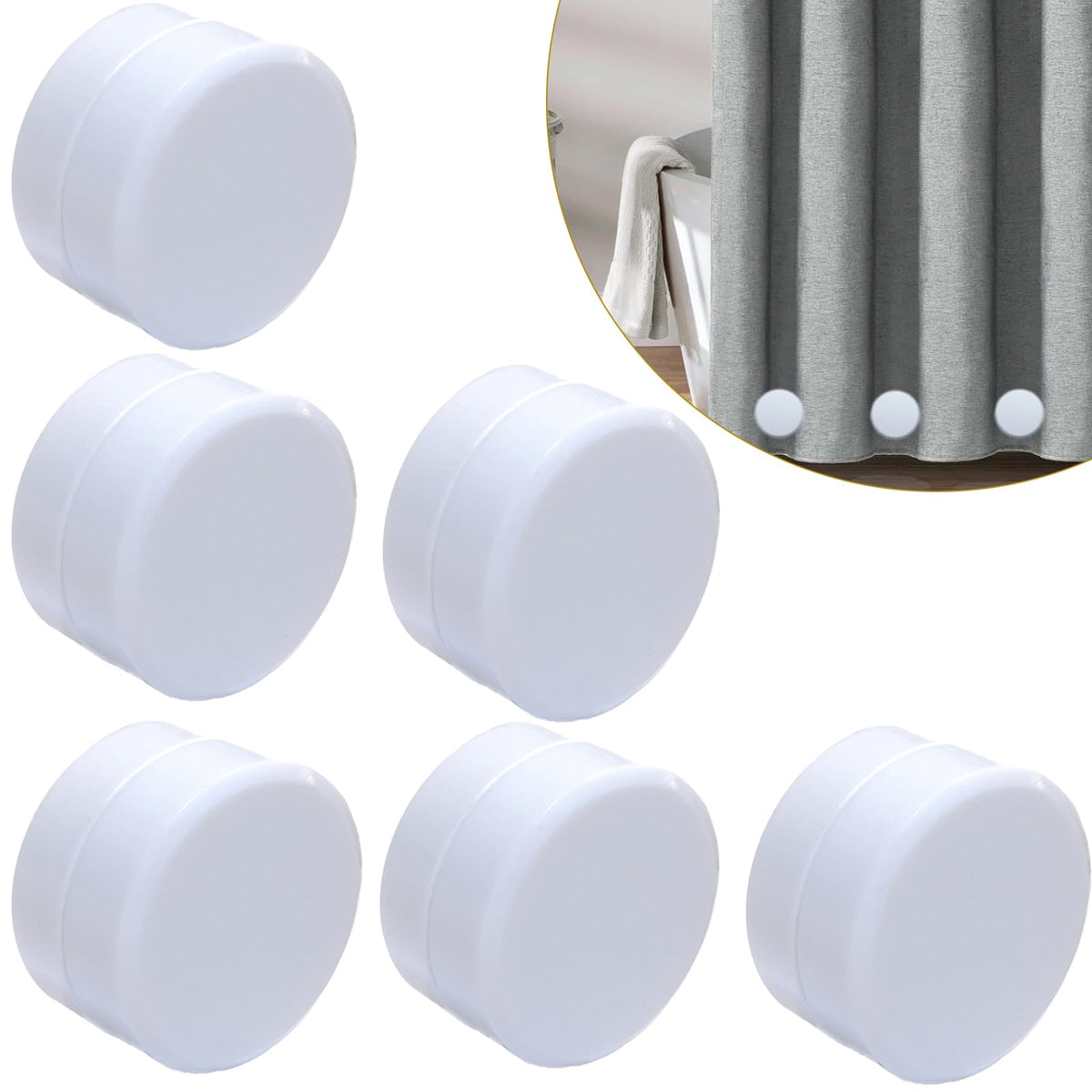 Ethory 12 Pcs Shower Curtain Weights Bottom,Strong Magnetic Magnets For Shower Curtain Liner Heavy Weight Refrigerator Magnets Tablecloth Clips