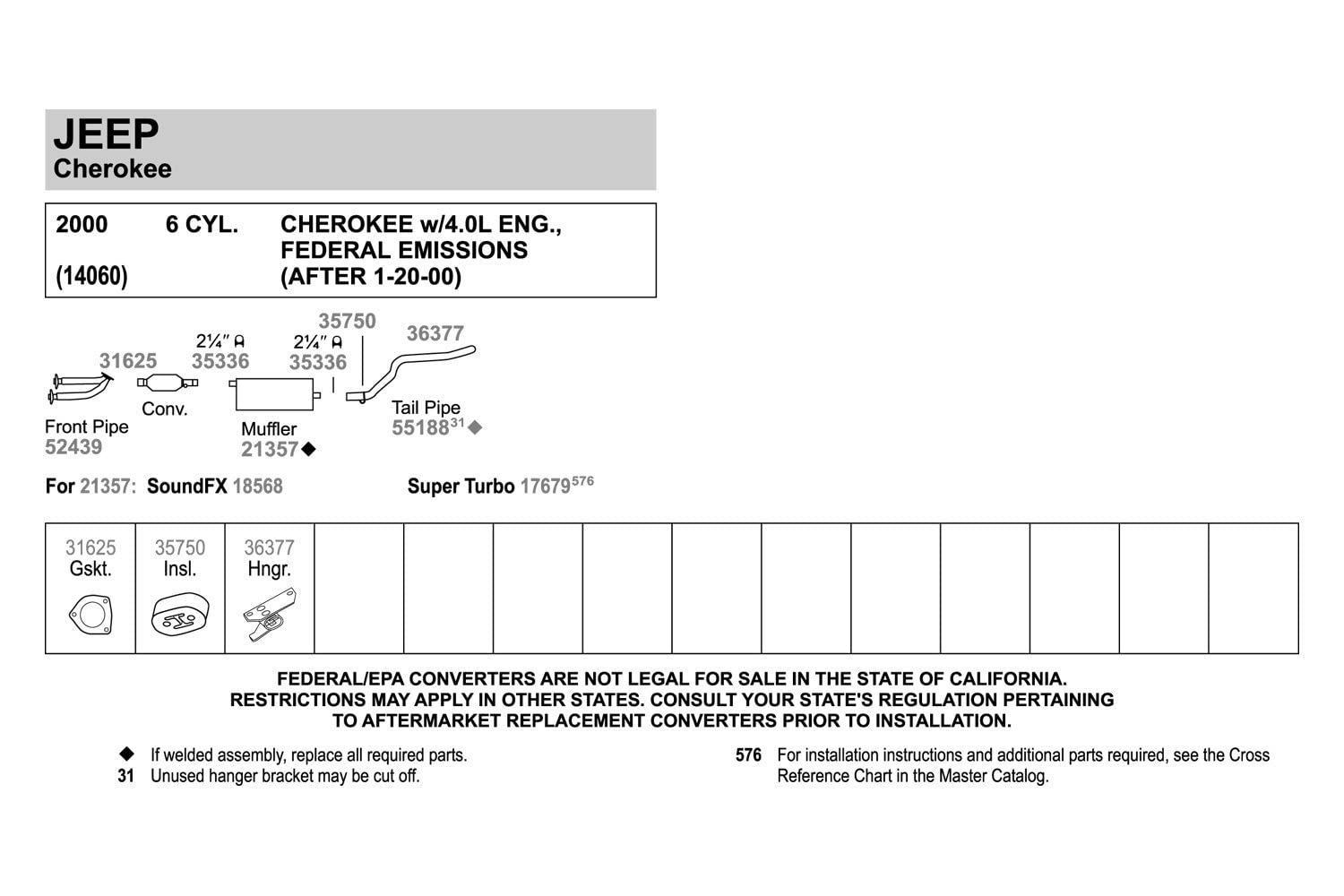 Walker Soundfx 18568 Direct Fit Exhaust Muffler 2.25 Inlet (Id) 2.25 Outlet (Id) For Jeep Cherokee