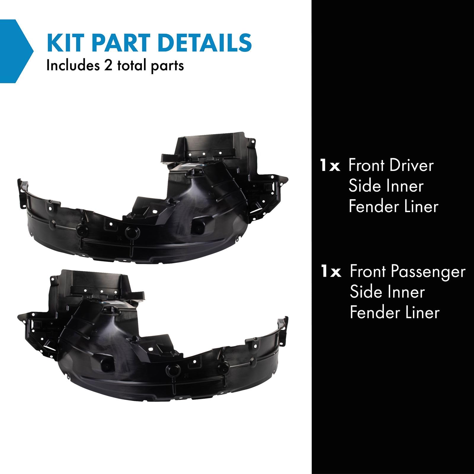 Trq Front Inner Fender Liner Set Compatible With 2014-2019 Nissan Versa Note Ni1248141 Ni1249141