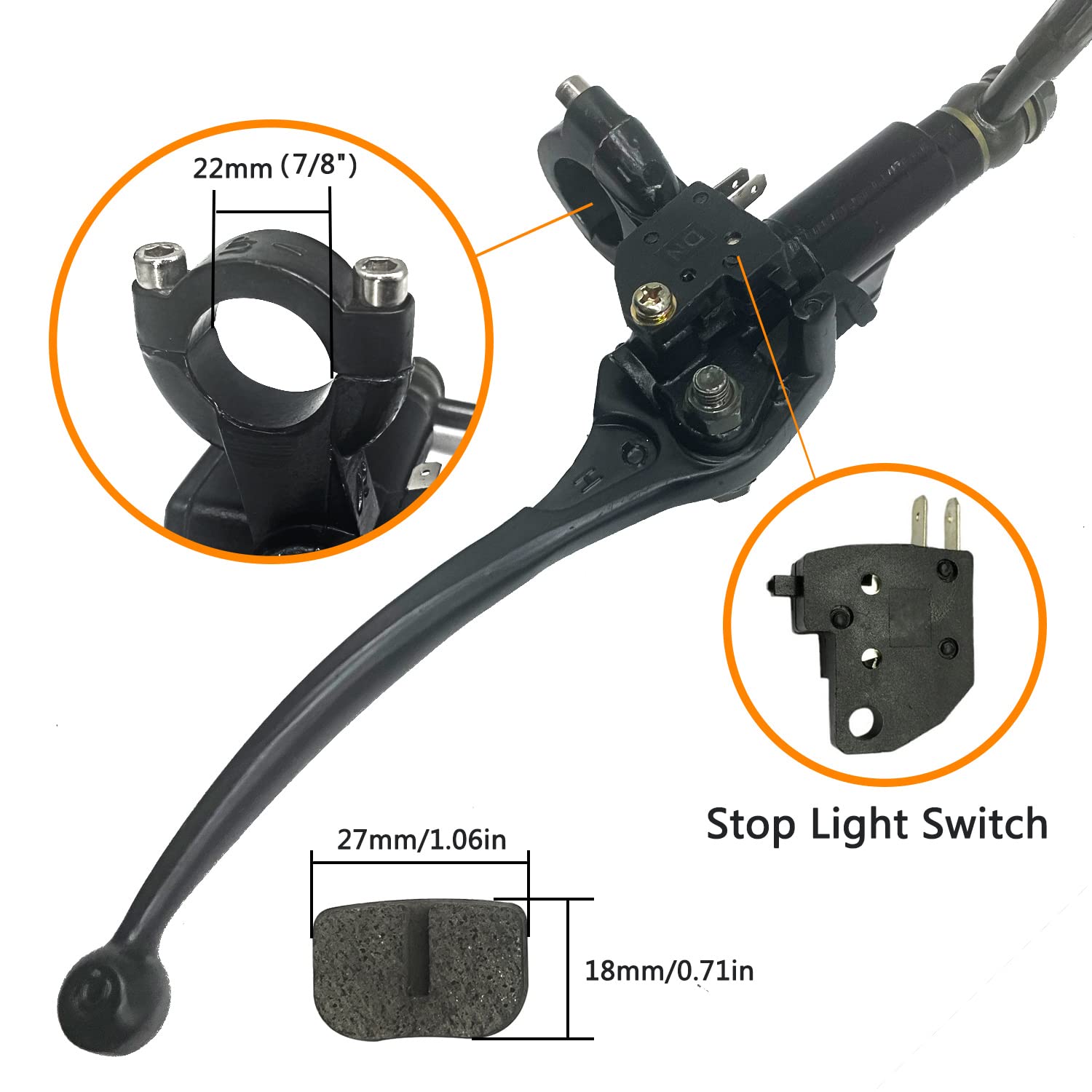 HOLATO 50 Inch Upgraded Hydraulic Brake Master Cylinder Caliper System with Brake Pads for 97cc 2.8HP Baja DoodleBug Dirt Bug DB