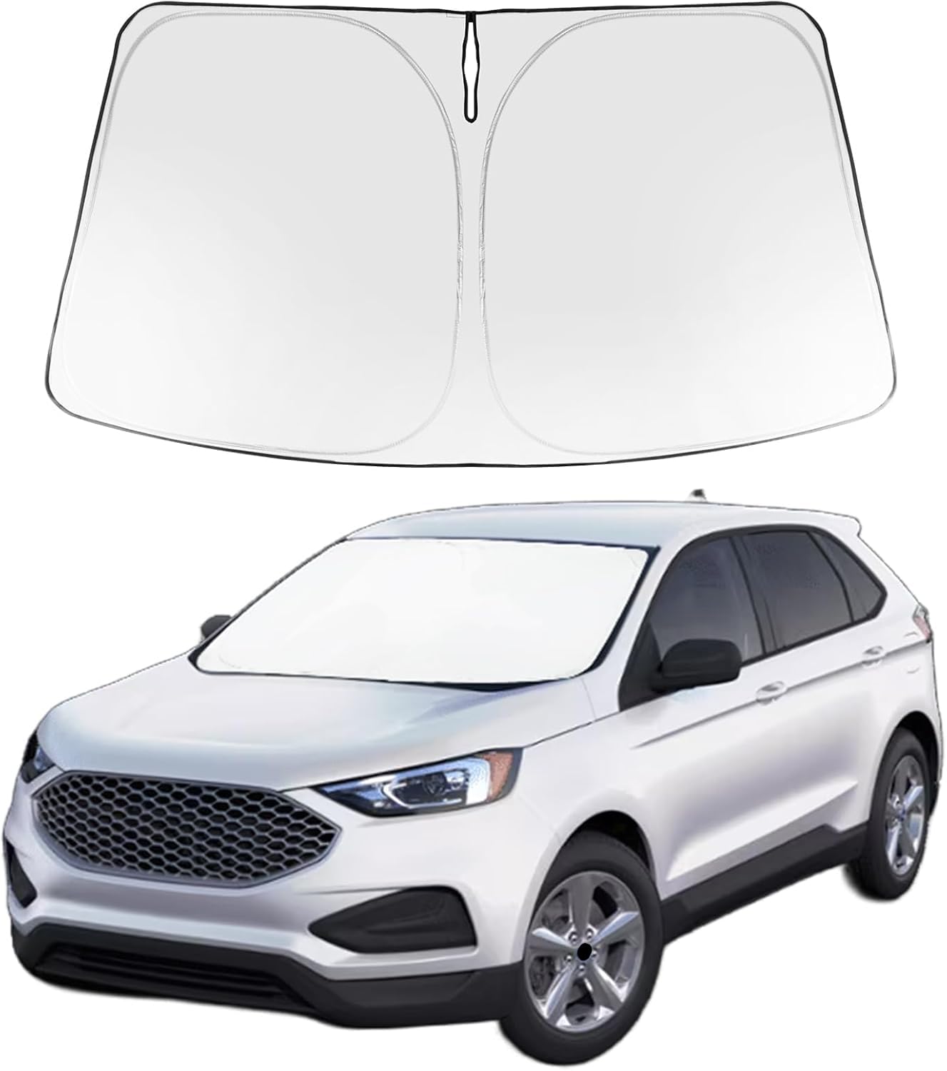 Proadsy 2025 Upgrade Windshield Sun Shade Custom Fit 2015-2023 2024 2025 Ford Edge Foldable Front Sunshade Protector Sun Visor B