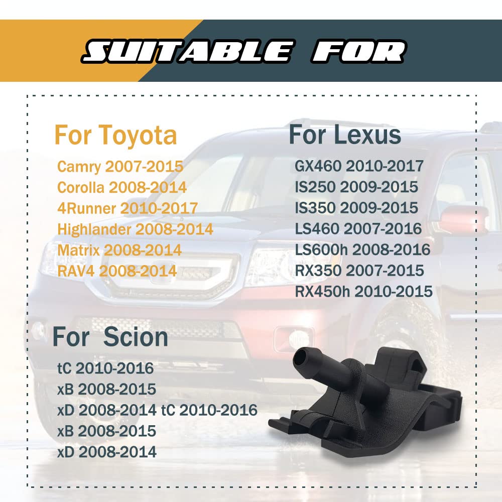 2 PCS Front Windshield Washer Nozzles, Windshield Washer Nozzle Kit, Washer Spray Jet Kit Fit for Lexus, Scion, Toyota, Replaces