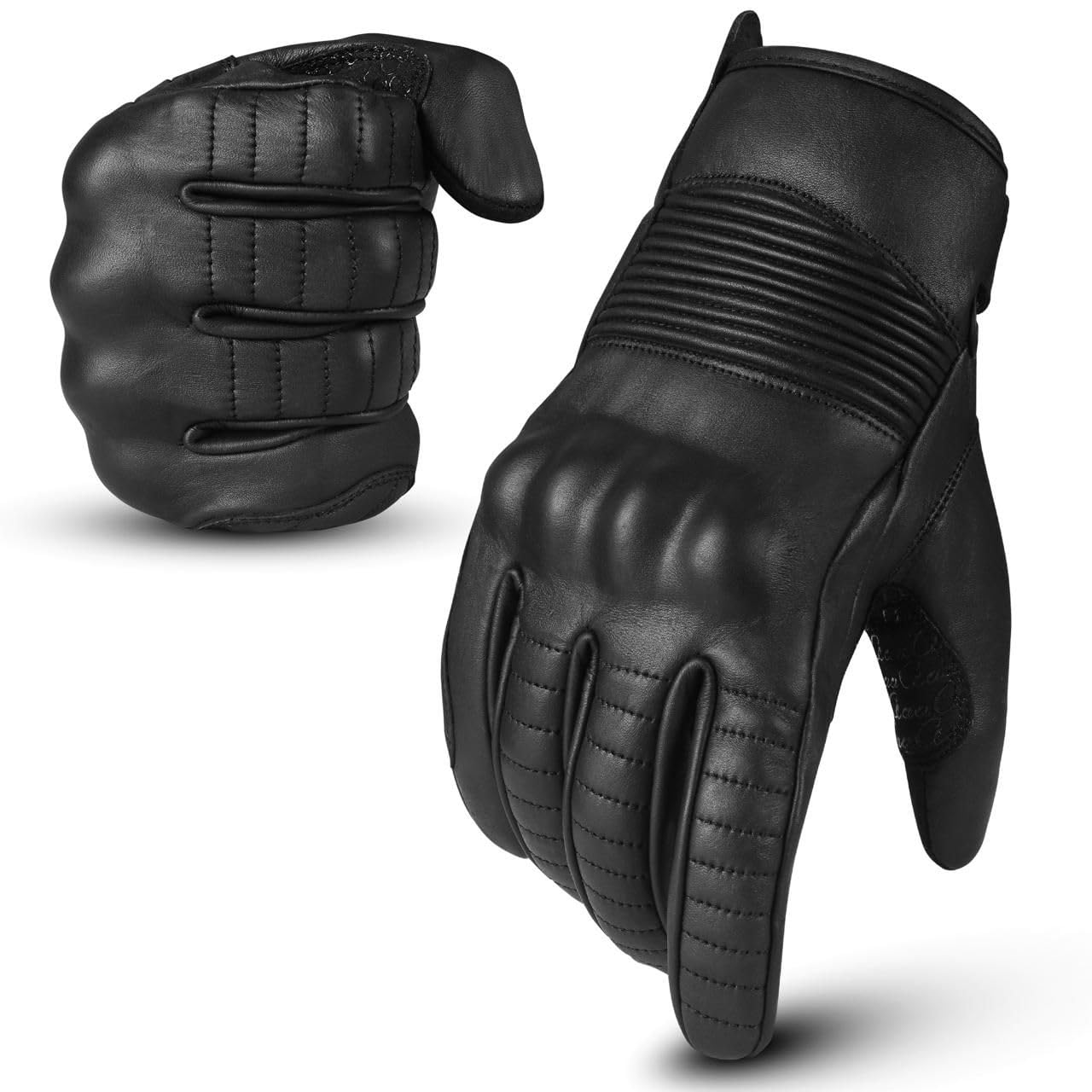 Aaasportx Motorcycle Gloves Men'S Leather Knuckle Protection Touchscreen Function Men & Women For All Weather Riding Gloves With