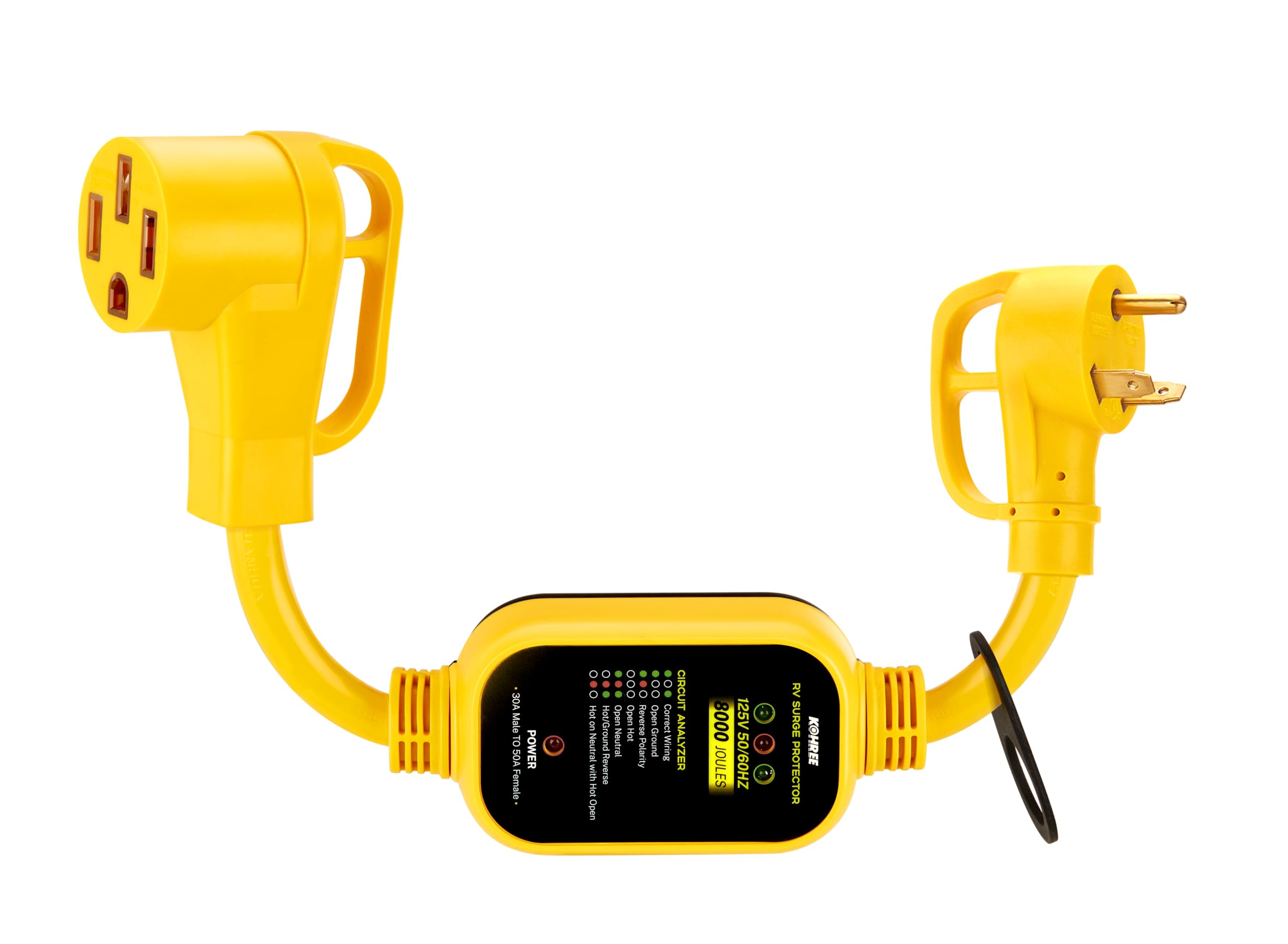 Kohree 30 Amp To 50 Amp Rv Adapter With Surge Protection, 8000 Joules Rv Surge Protector 30/50 Amp, Circuit Analyzer For Camper