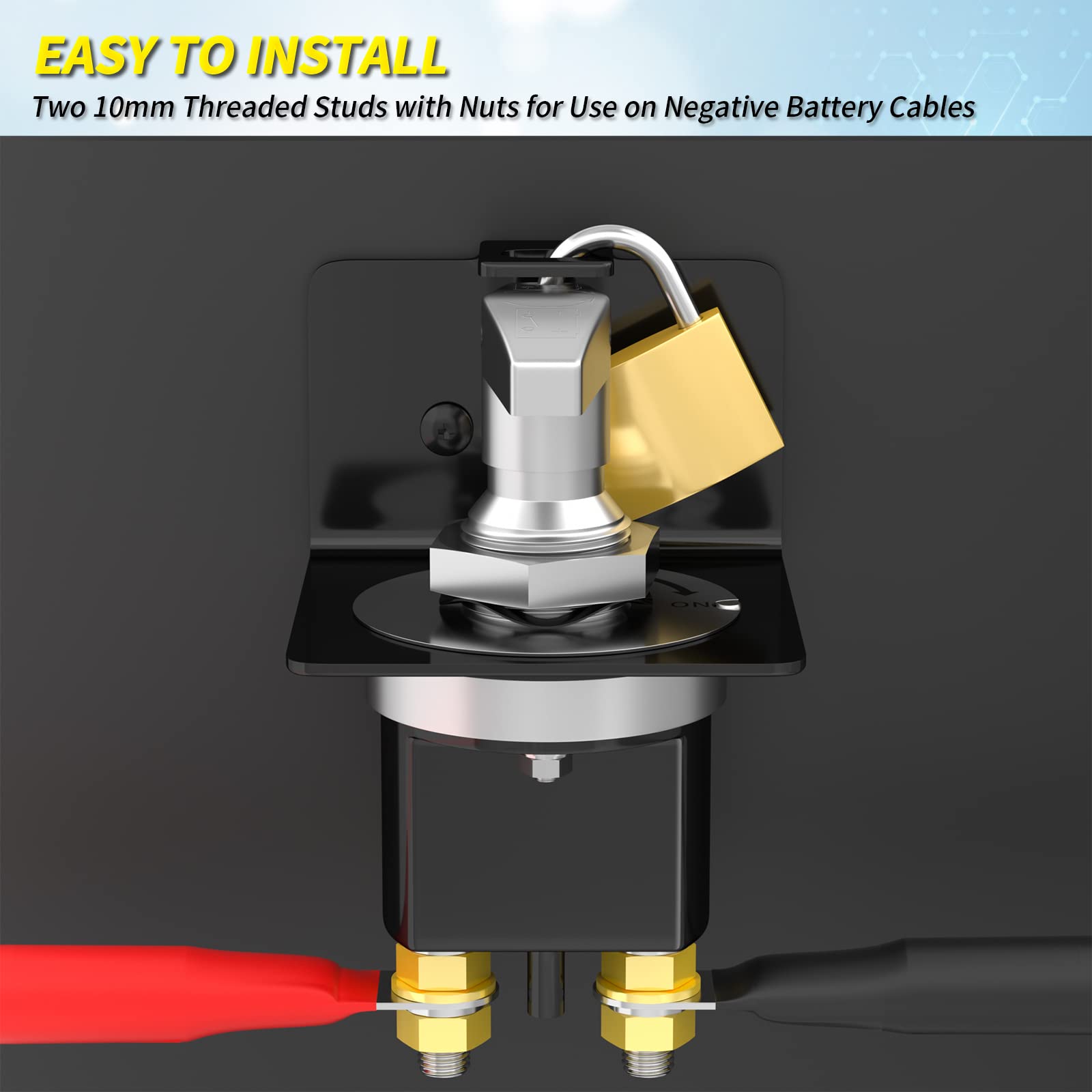 Joinfworld 500A Battery Disconnect Switch 12V 36V Heavy Duty with Lockout Plate, Battery Kill Switch High Current Cut Off Switch