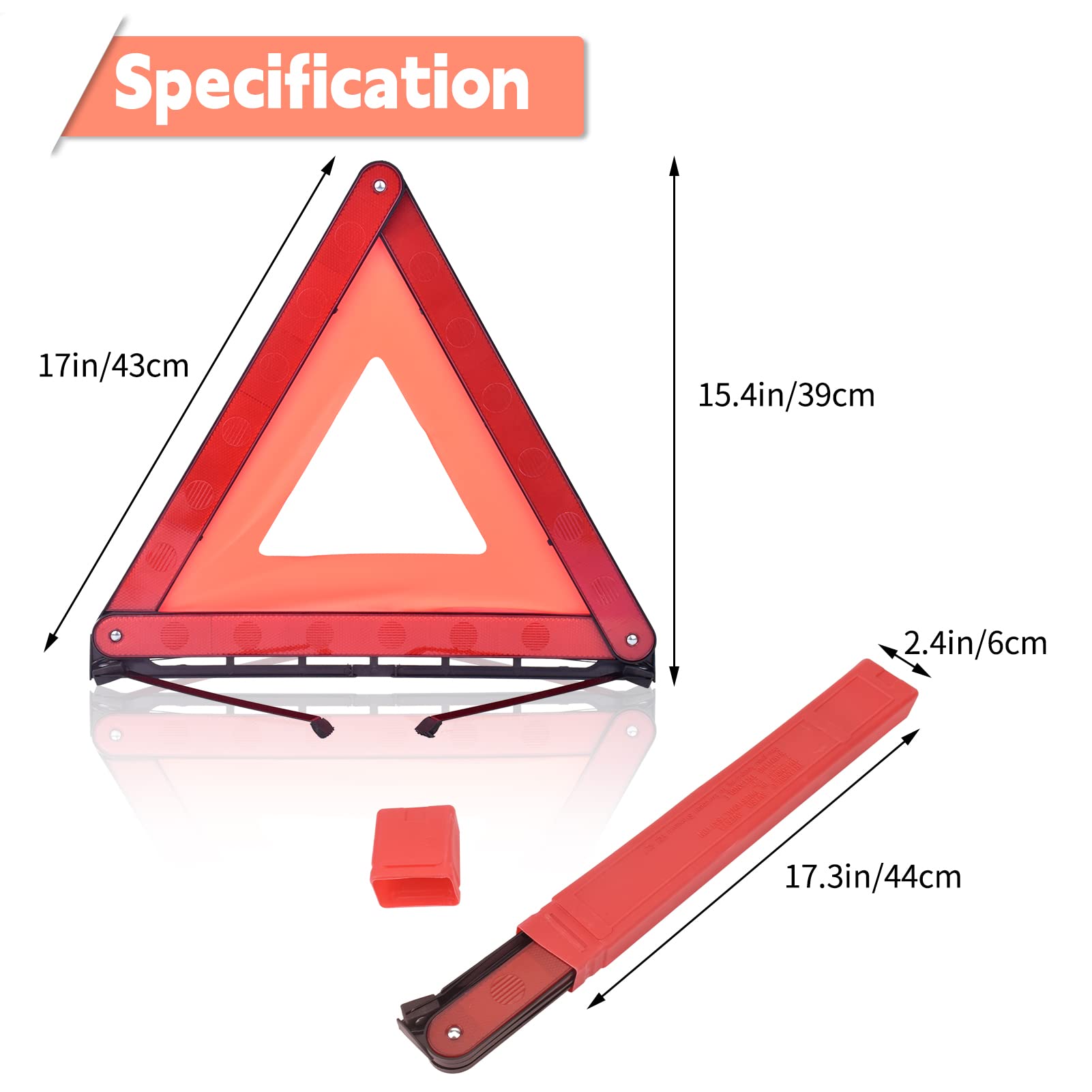 DEDC Warning Triangle, Foldable Safety Triangle, Triple Warning Kit, Warning Triangle Reflector, Roadside Hazard Sign, Triangle