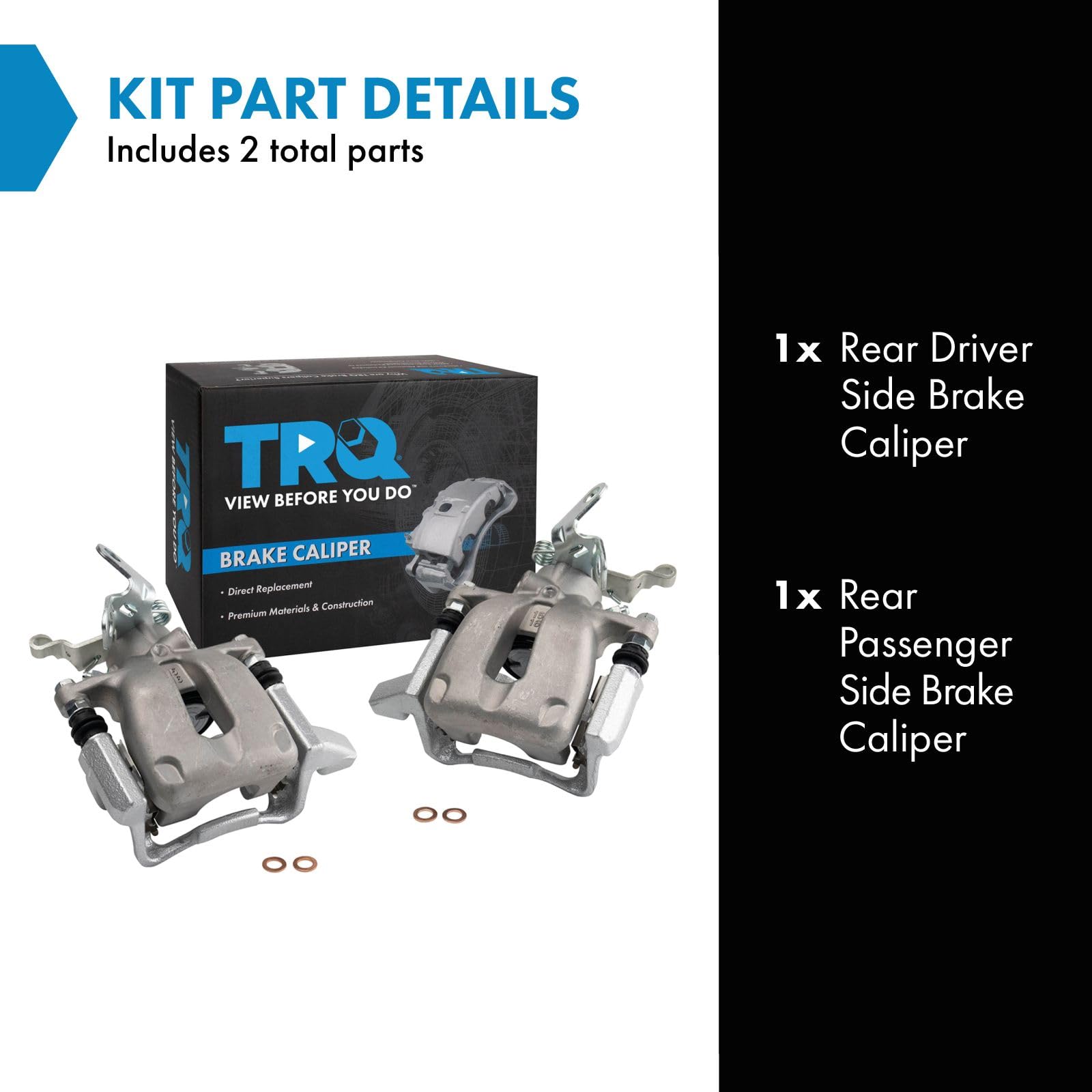 Trq Rear Brake Caliper Set Compatible With 2009 Audi A3 A3 Quattro 2010 Volkswagen Golf 2005-2010 Jetta 2006-2009 Rabbit