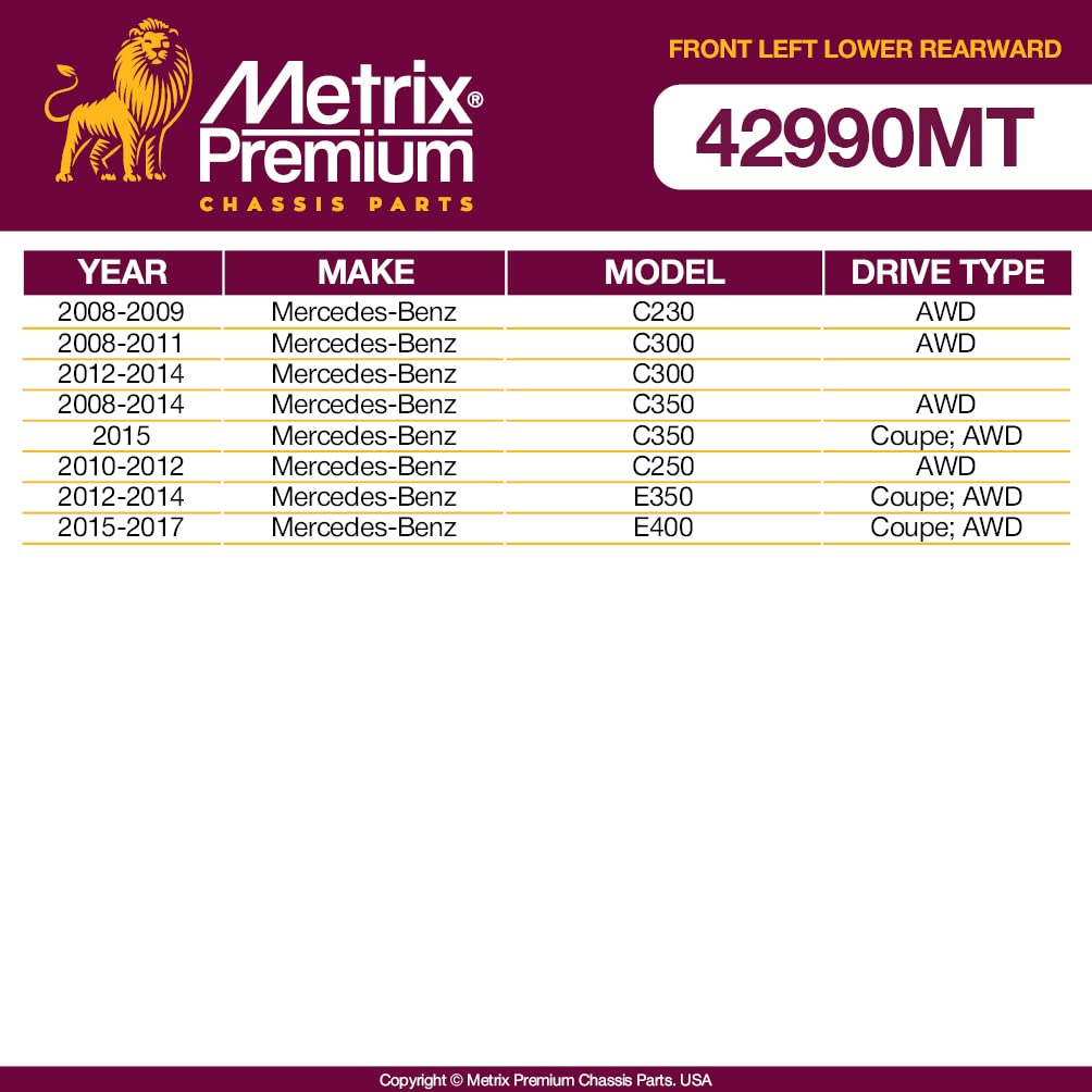 Metrix Premium Chassis Parts - Front Left Lower Rearward Control Arm W Ball Joint & Bushing Assembly Fits 08-09 Mercedes-Benz C2