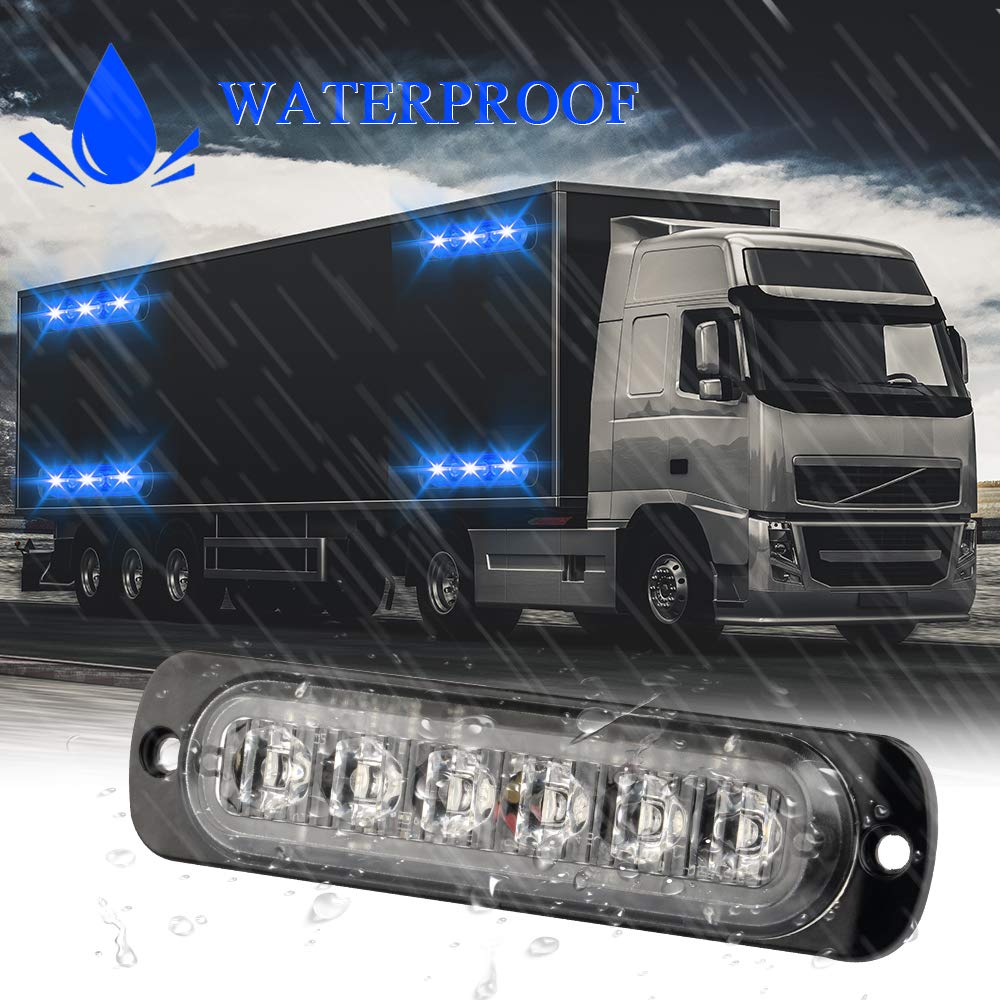 Sidaqi Universal 12-24V Emergency Strobe Warning Lights 6 Led 12W Surface Mount Beacon Hazard Warning Lights Flashing Light Bar