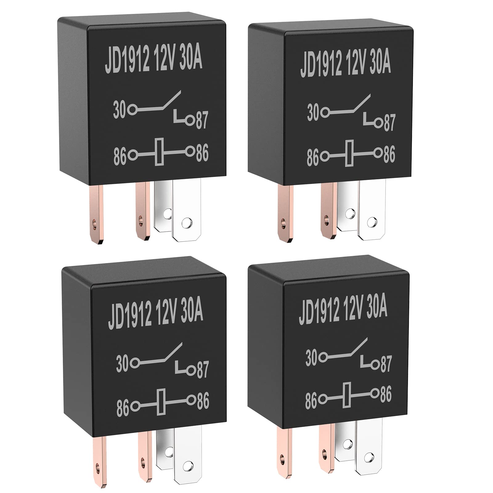 4 Pin 12V Relay 12V 30A Relay Multi Purpose Automotive Relay Black Starter Relay Car Heavy Duty Relay For Car Motor Automotive Replacement Accessories (4 Pieces)…
