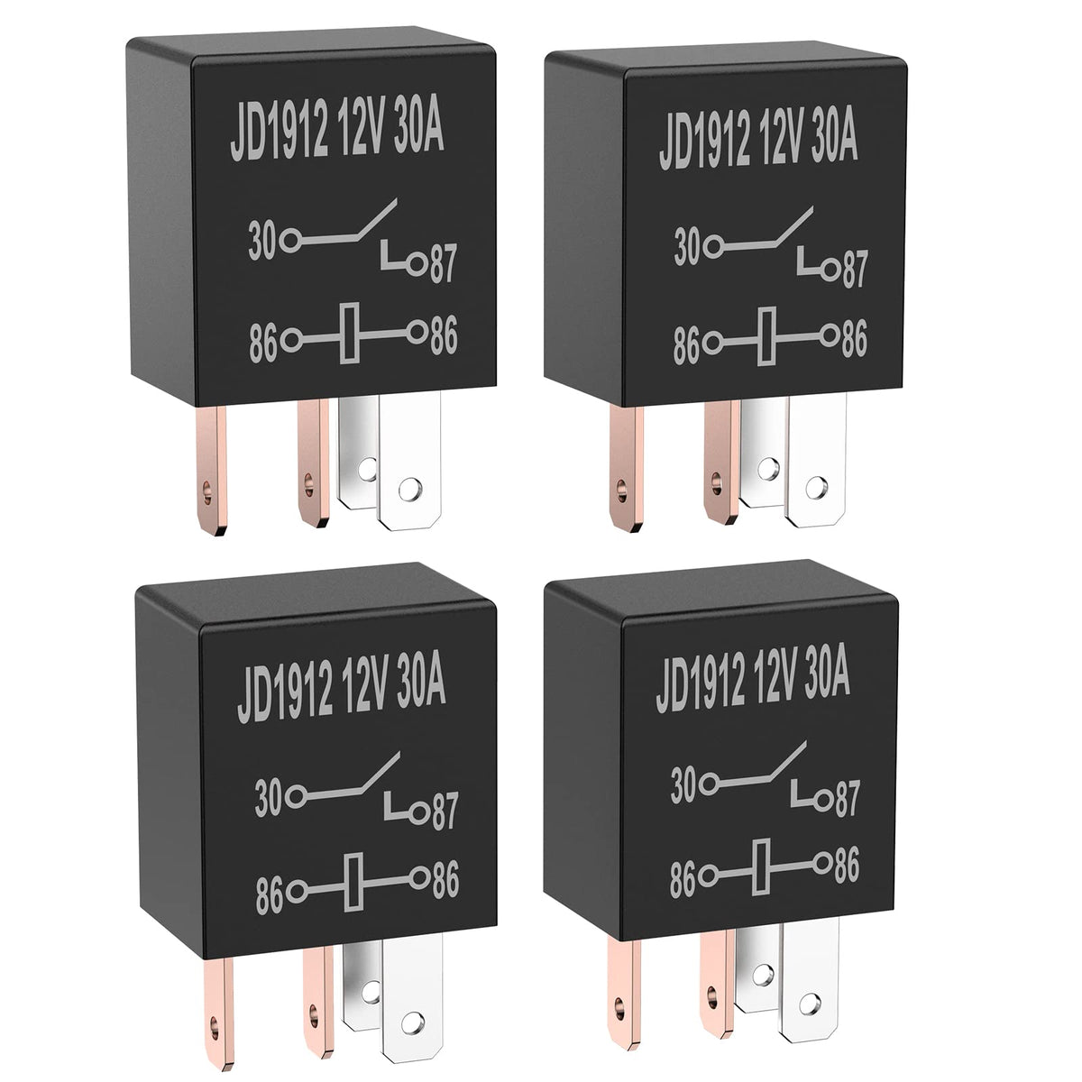 4 Pin 12V Relay 12V 30A Relay Multi Purpose Automotive Relay Black Starter Relay Car Heavy Duty Relay for Car Motor Automotive R